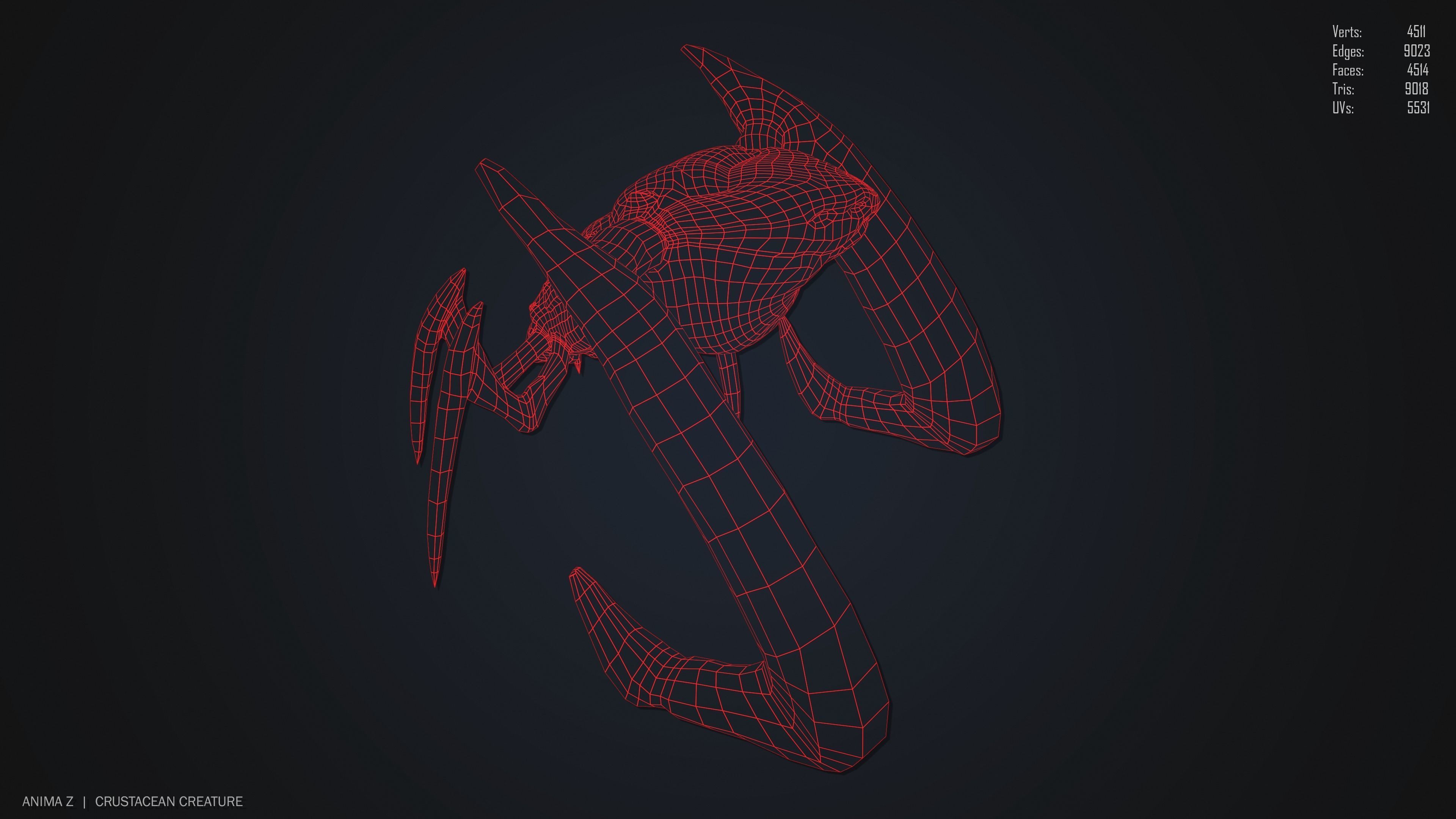 Crustacean creature Low-poly 3D model_13