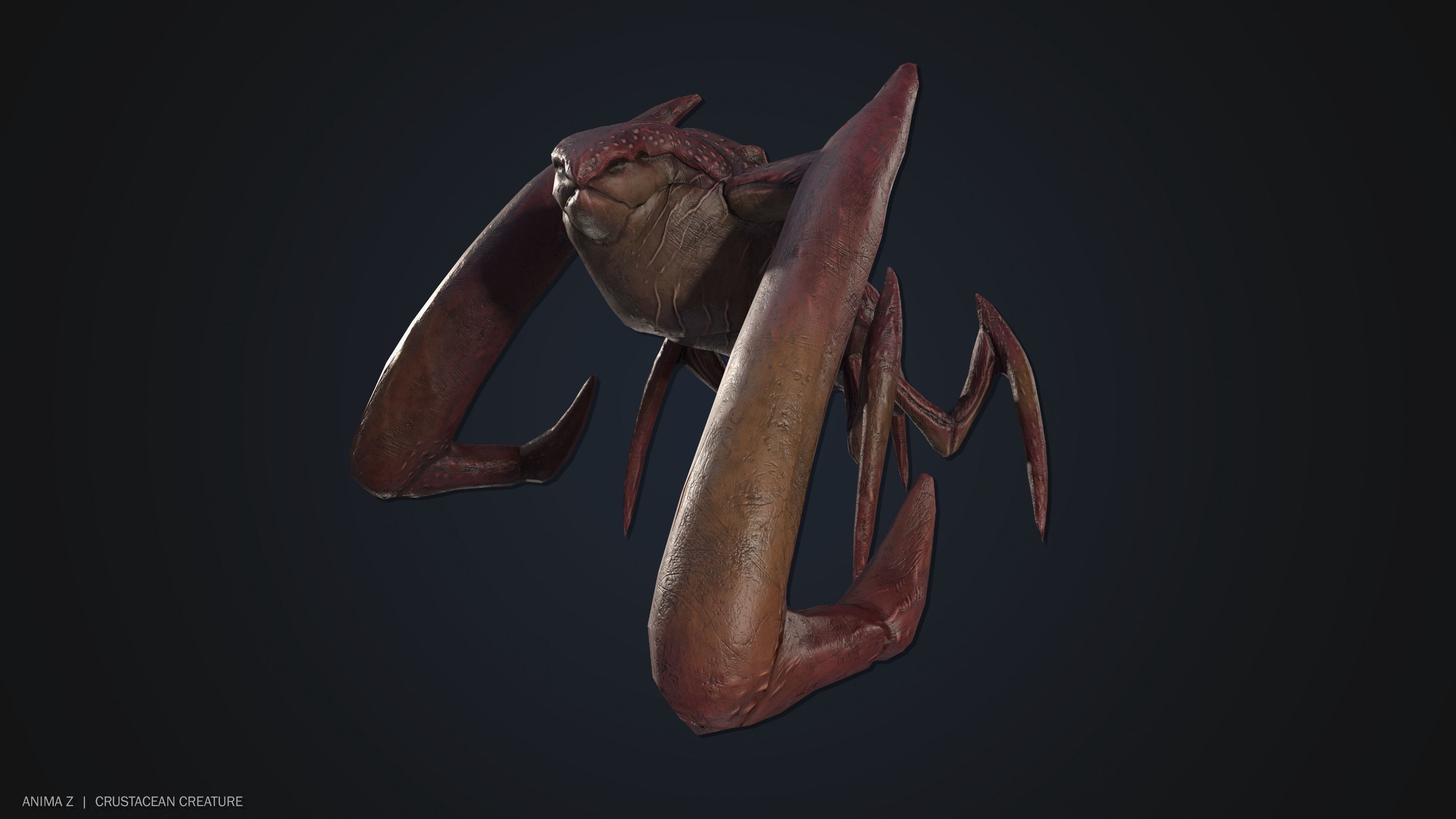 Crustacean creature Low-poly 3D model_4