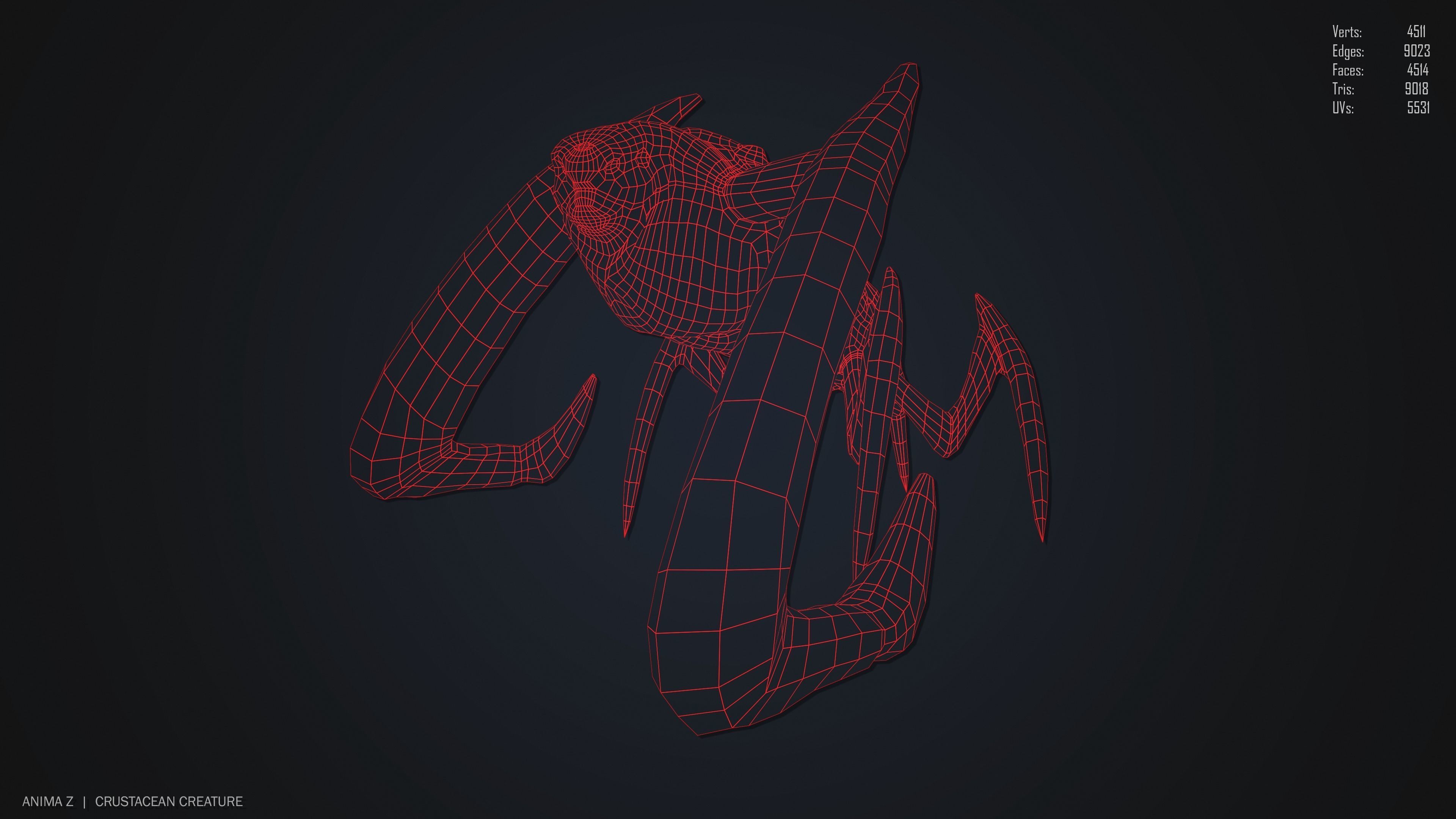 Crustacean creature Low-poly 3D model_10
