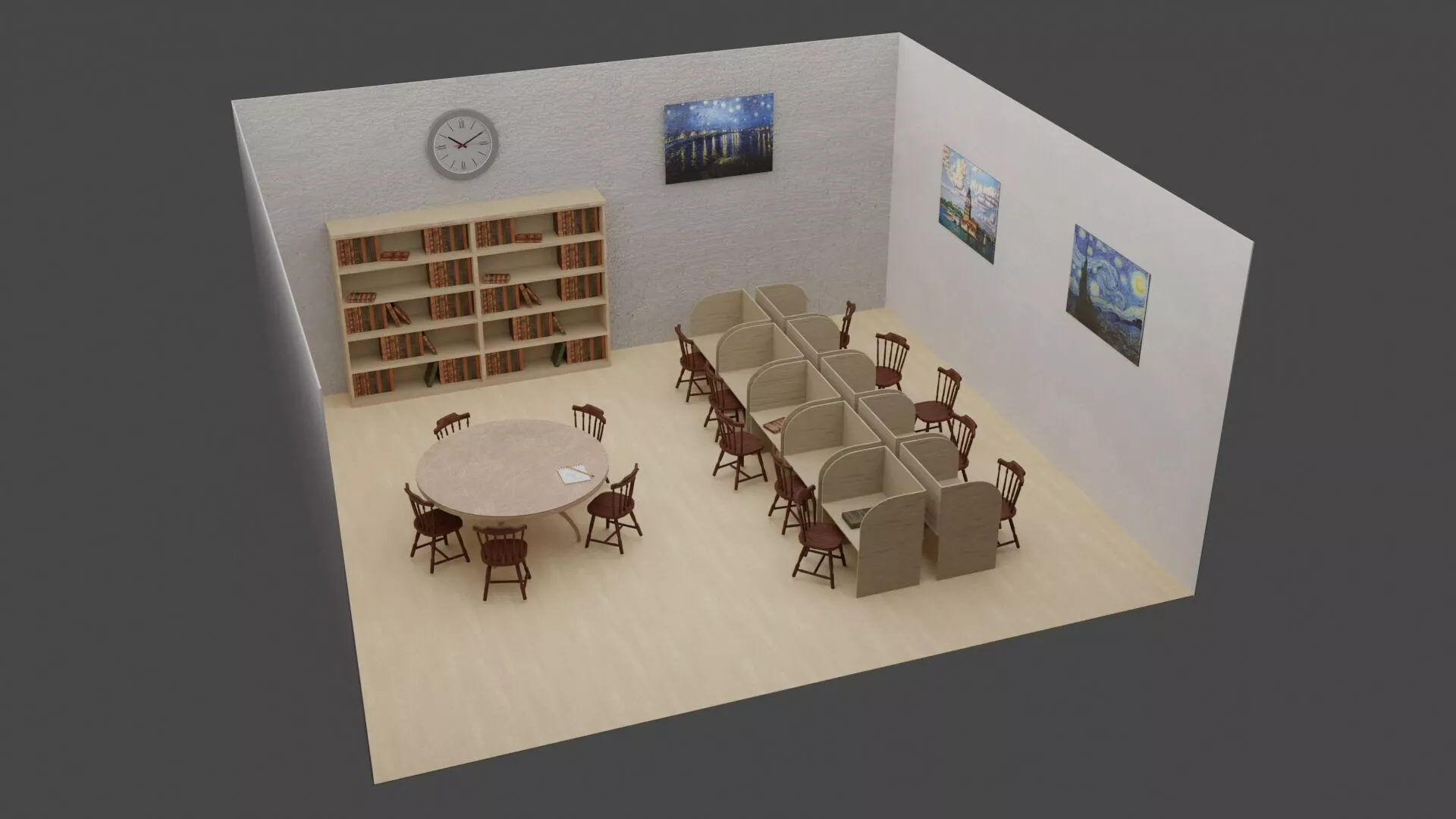 Study Room Low-poly 3D model