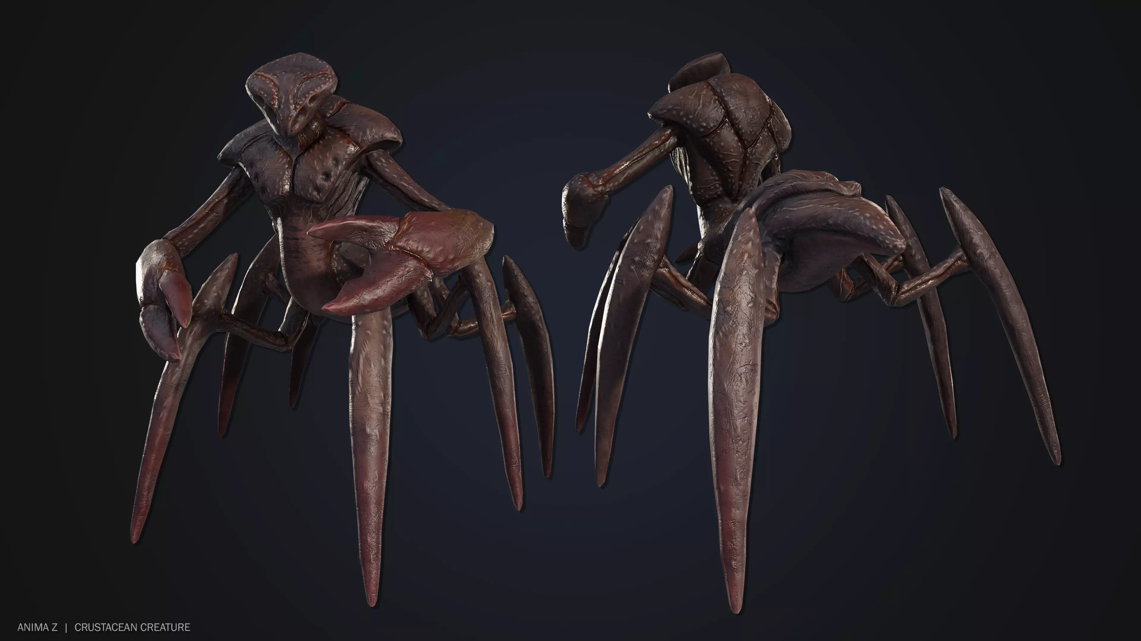 Crustacean creature Low-poly 3D model_0