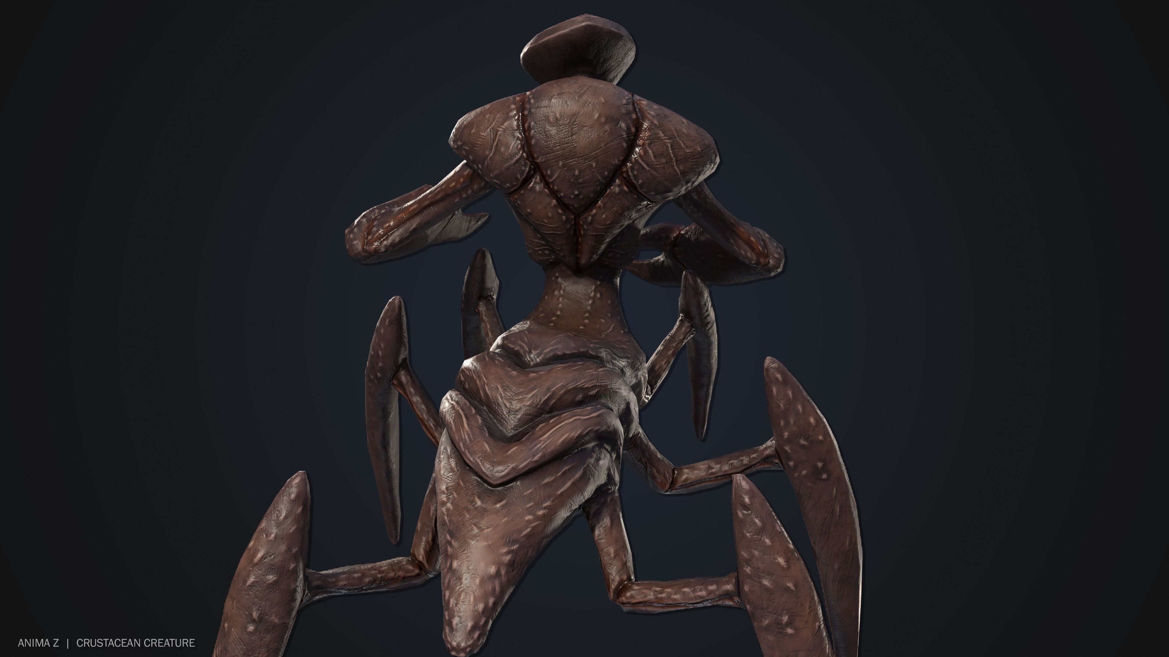 Crustacean creature Low-poly 3D model_7