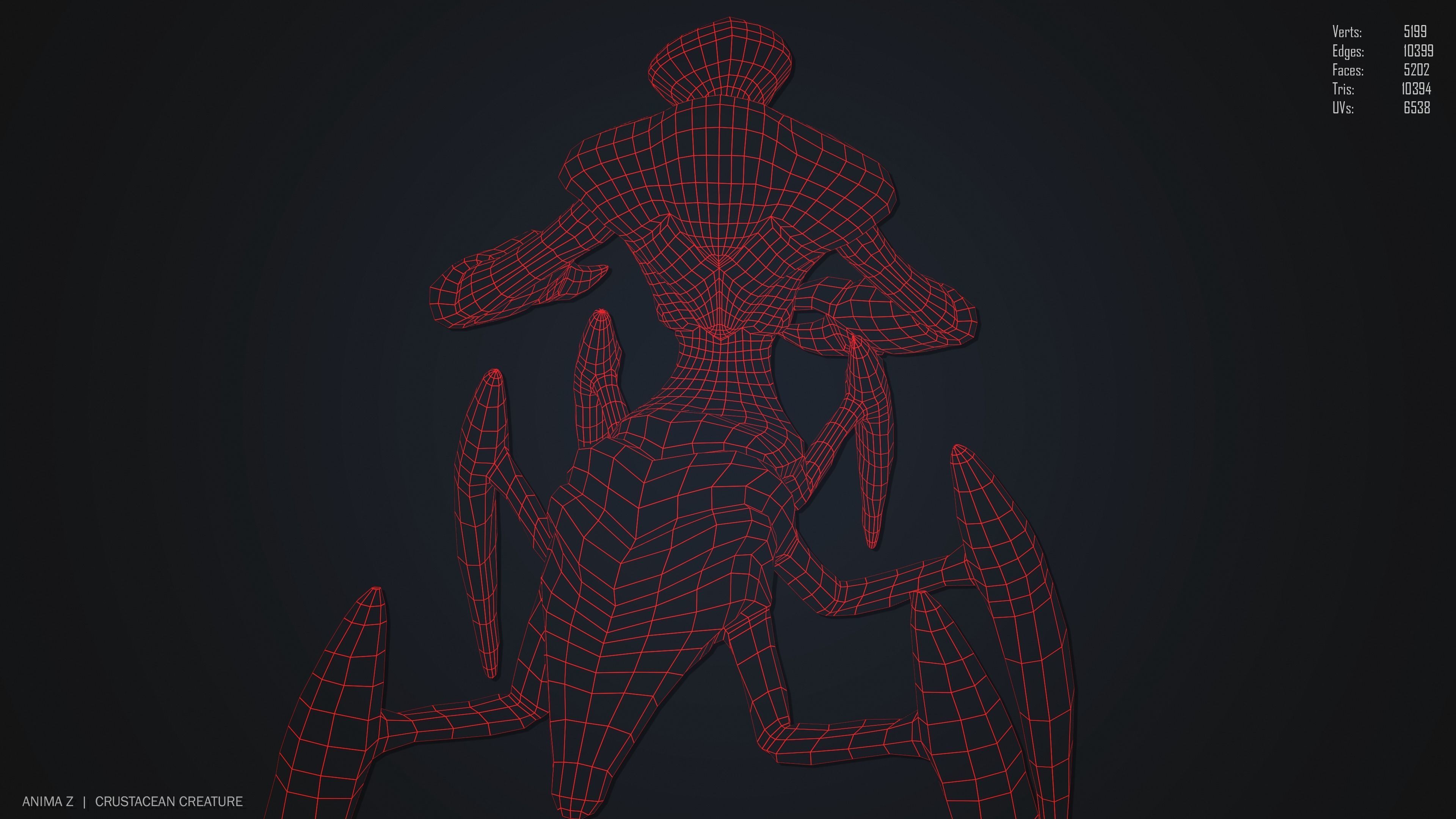 Crustacean creature Low-poly 3D model_14