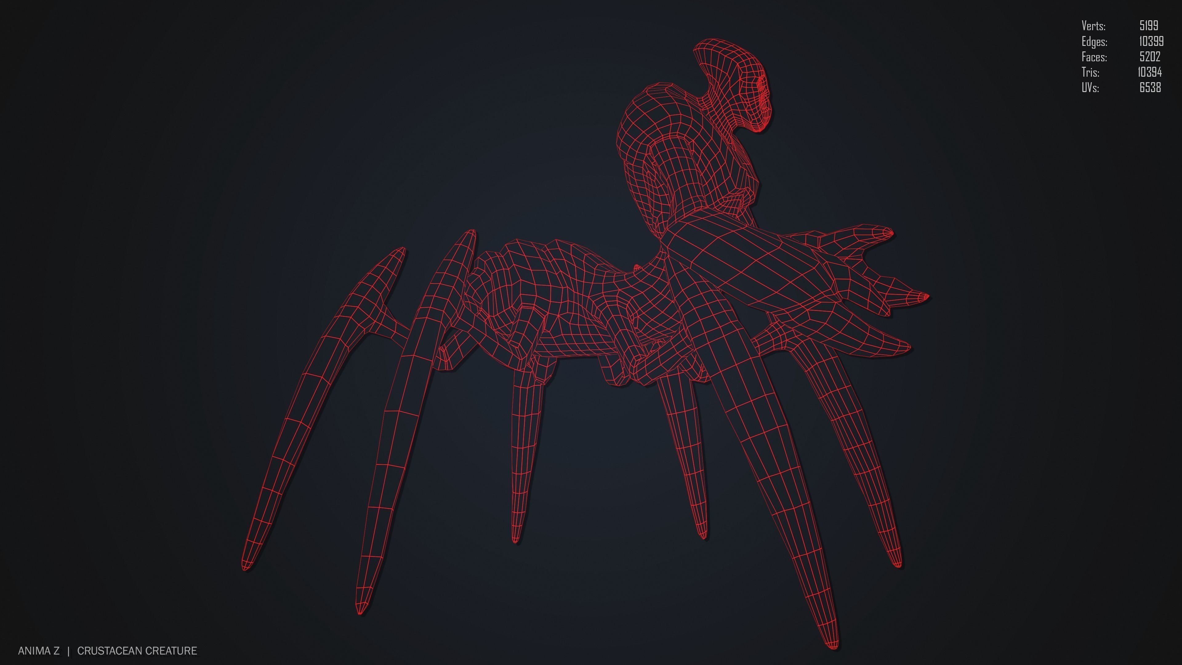 Crustacean creature Low-poly 3D model_12