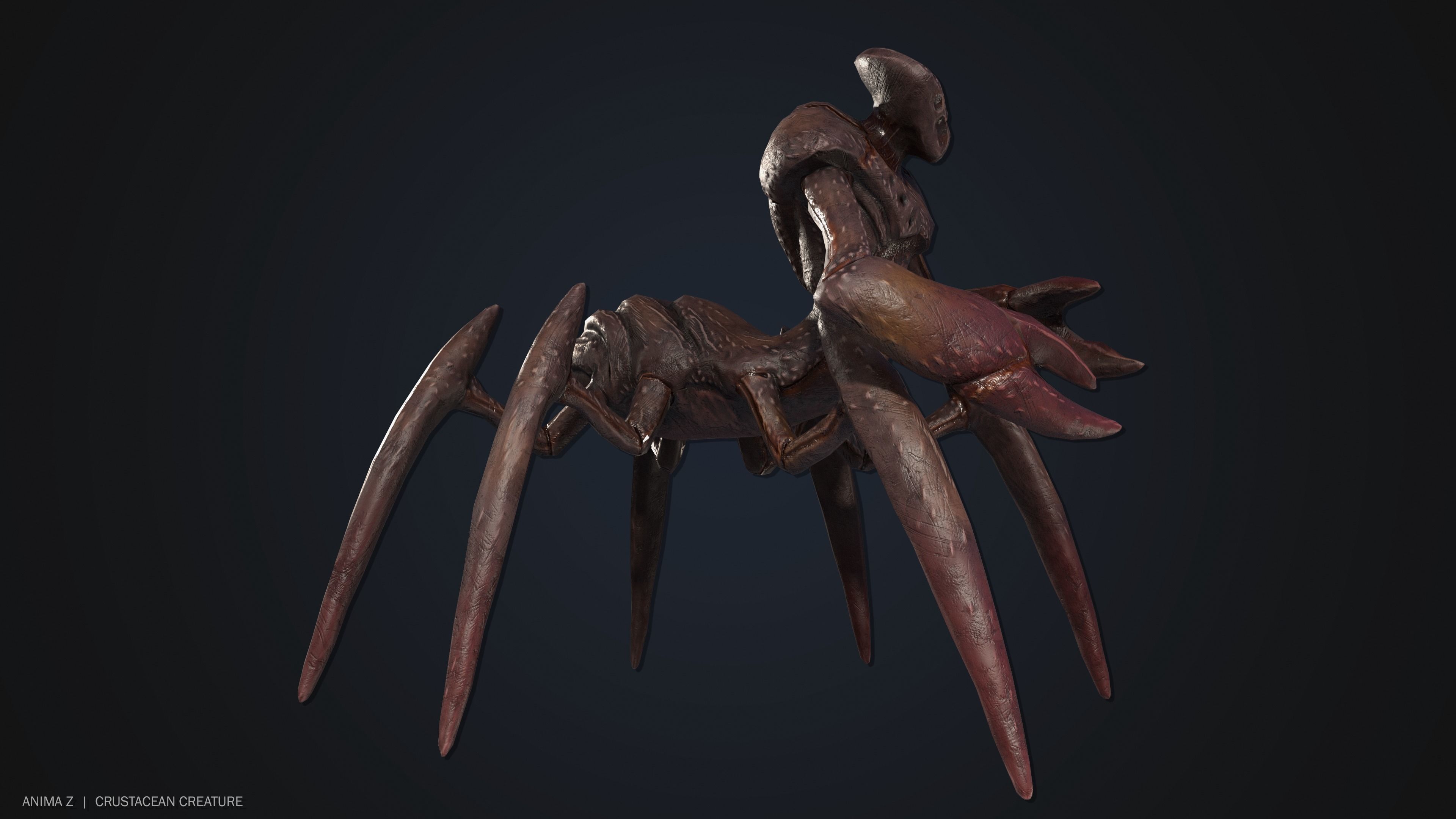 Crustacean creature Low-poly 3D model_6