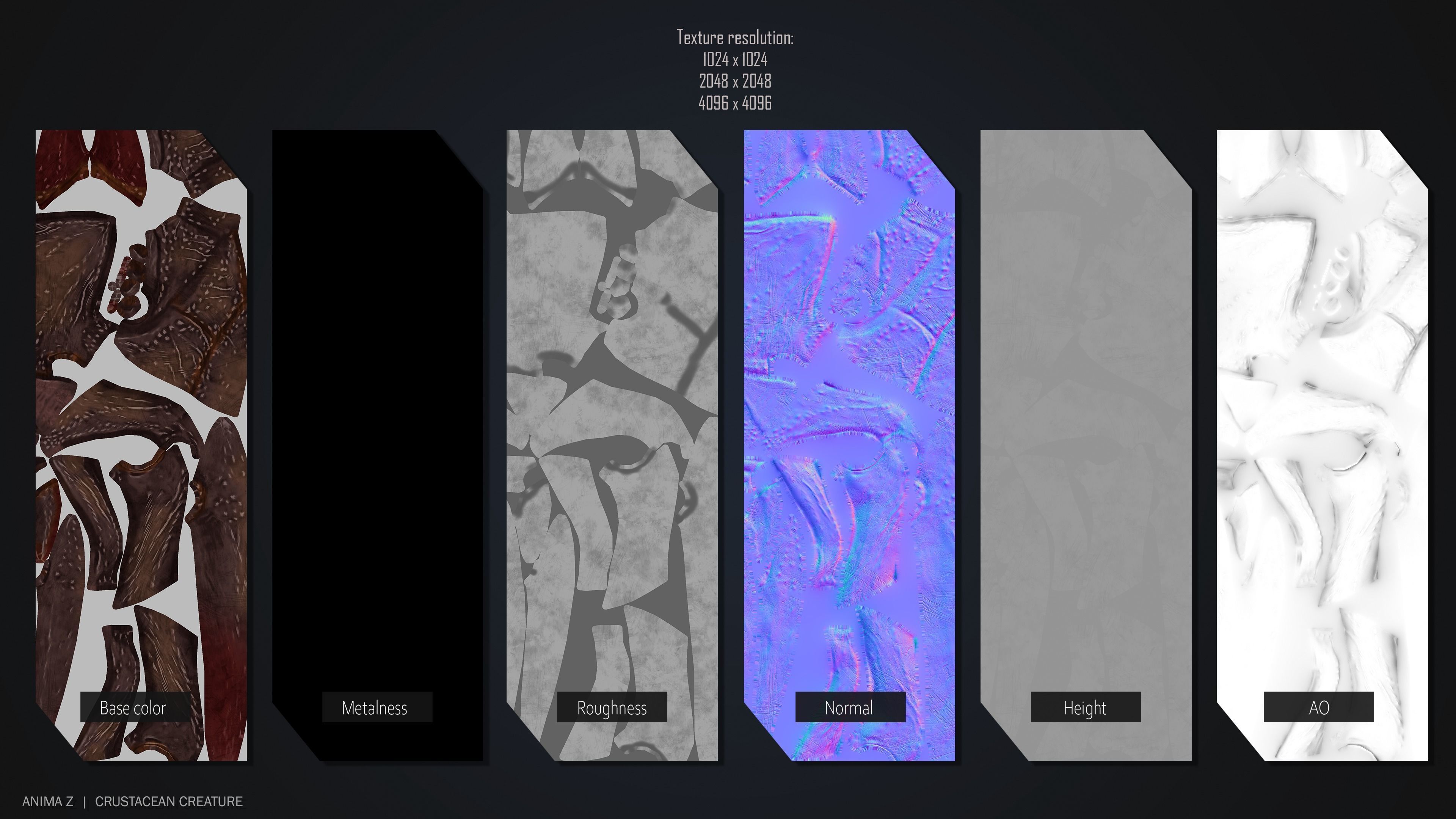 Crustacean creature Low-poly 3D model_3