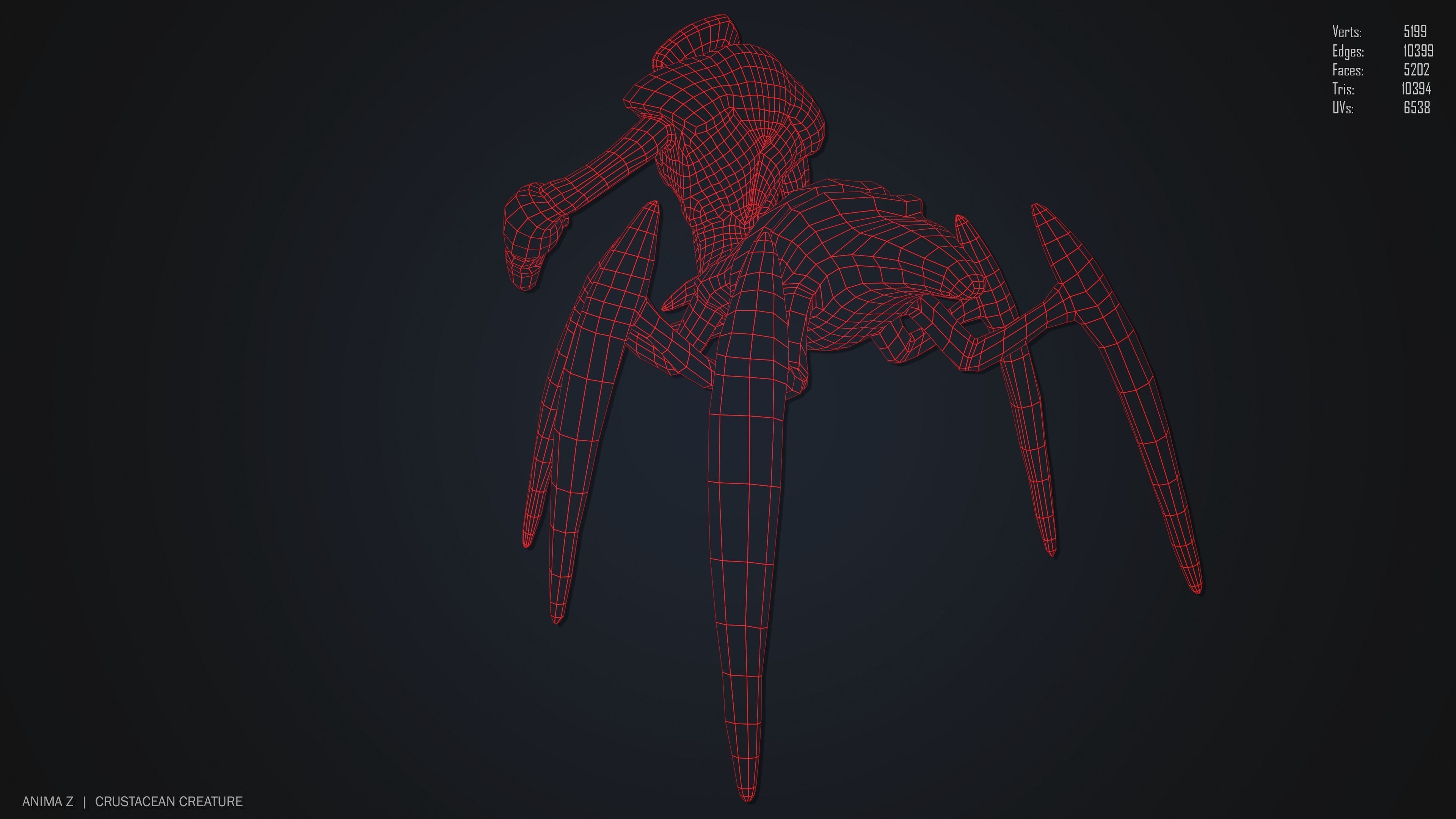 Crustacean creature Low-poly 3D model_11