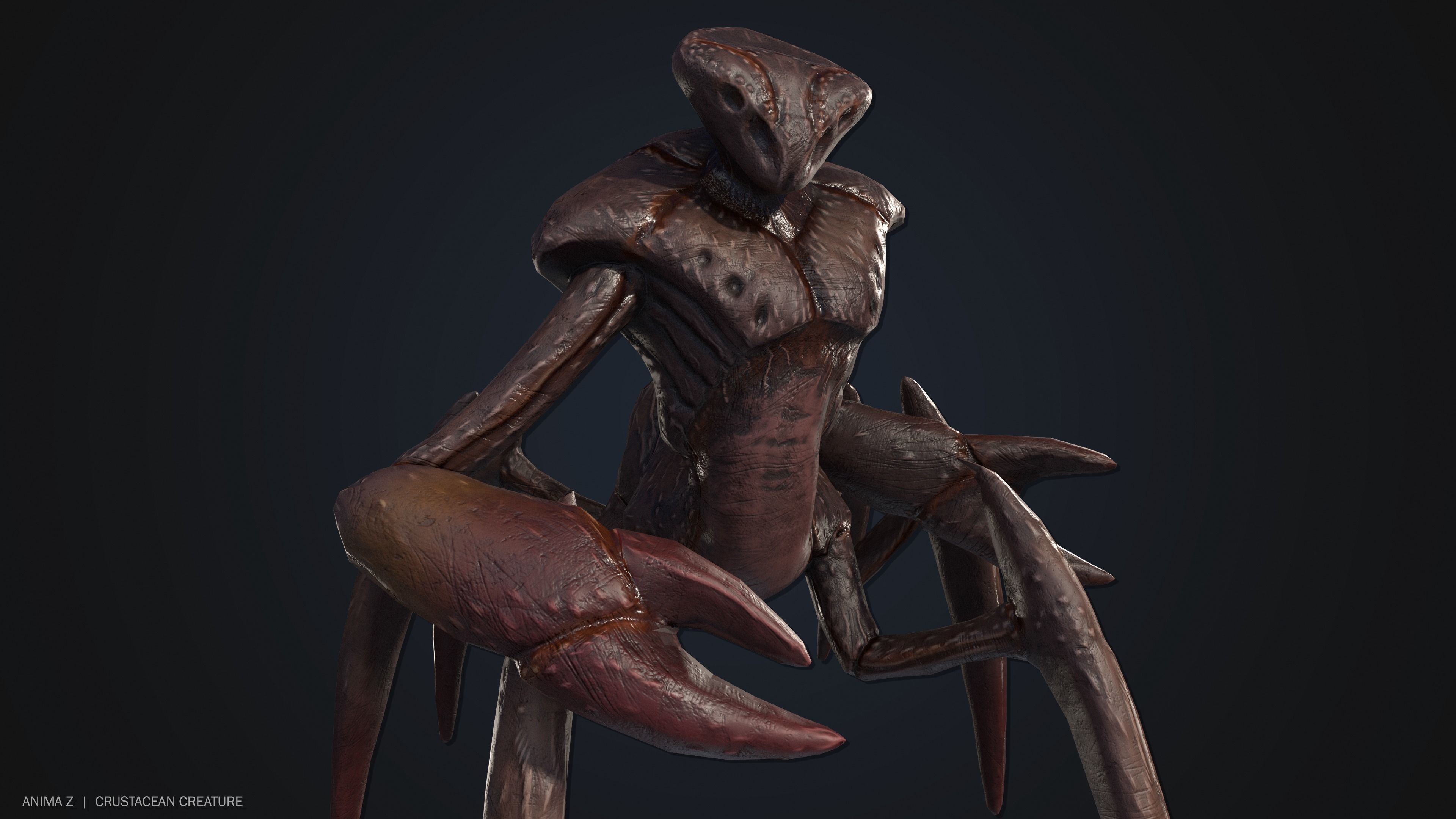 Crustacean creature Low-poly 3D model_8