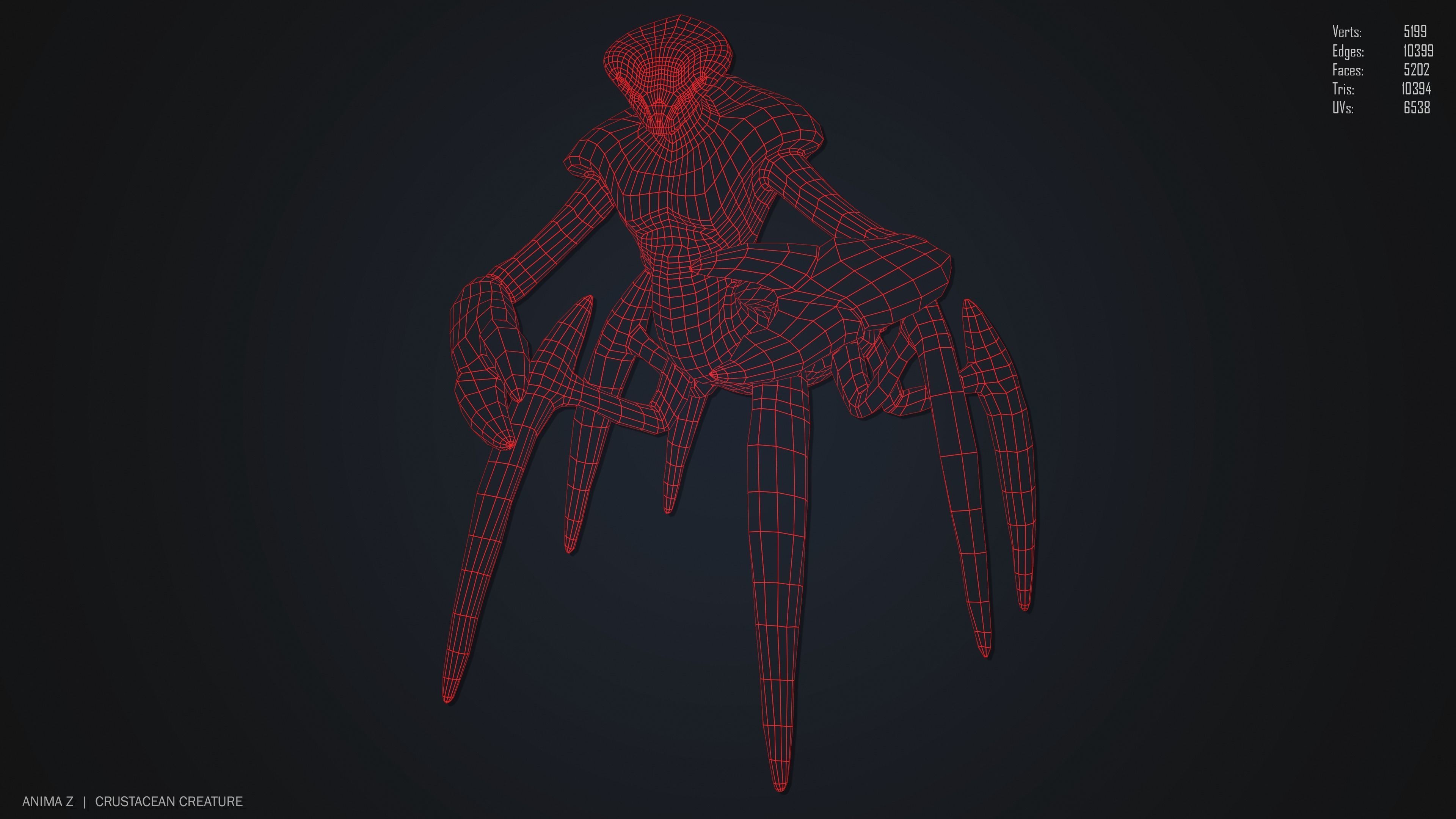 Crustacean creature Low-poly 3D model_10