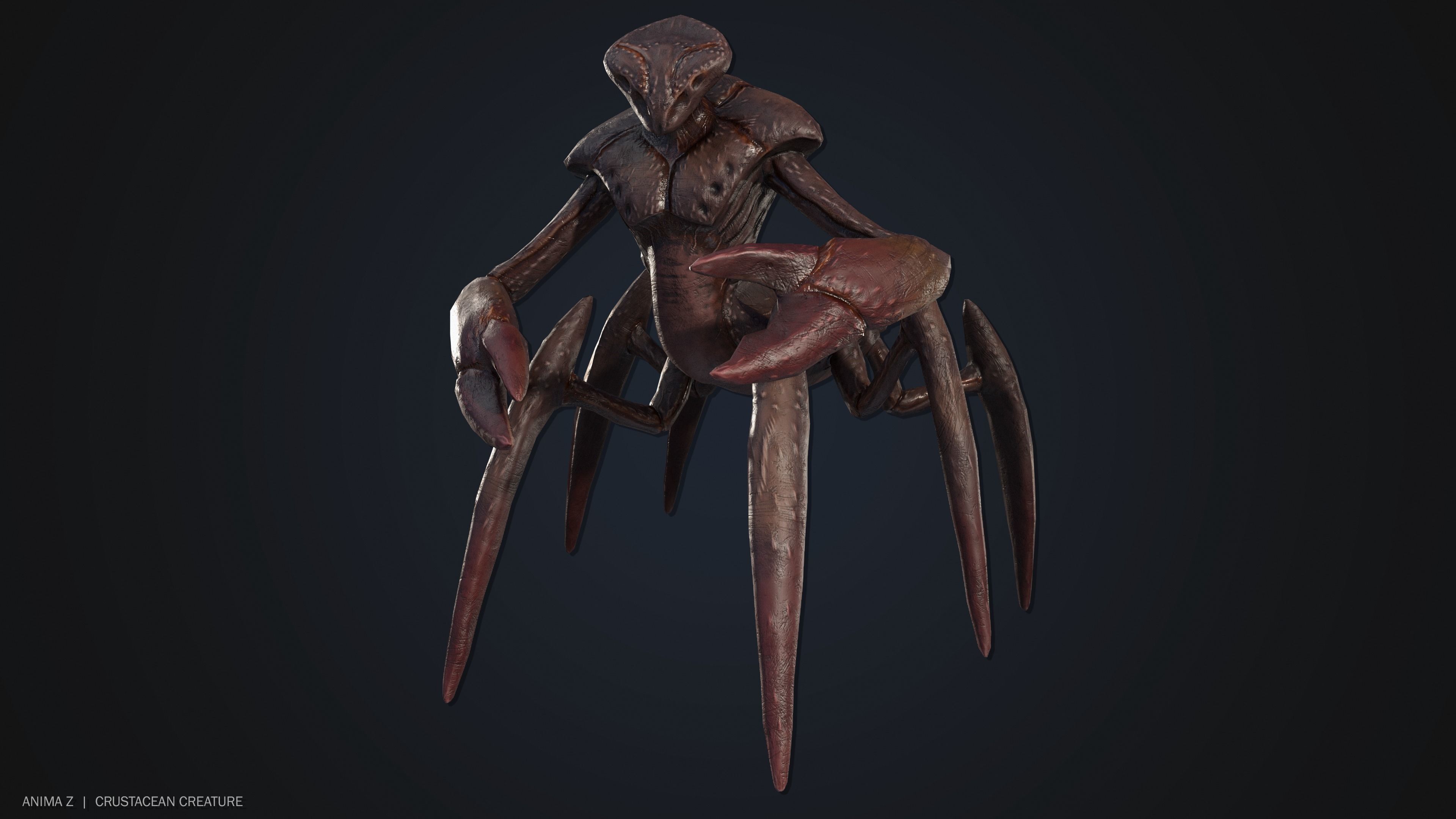 Crustacean creature Low-poly 3D model_4
