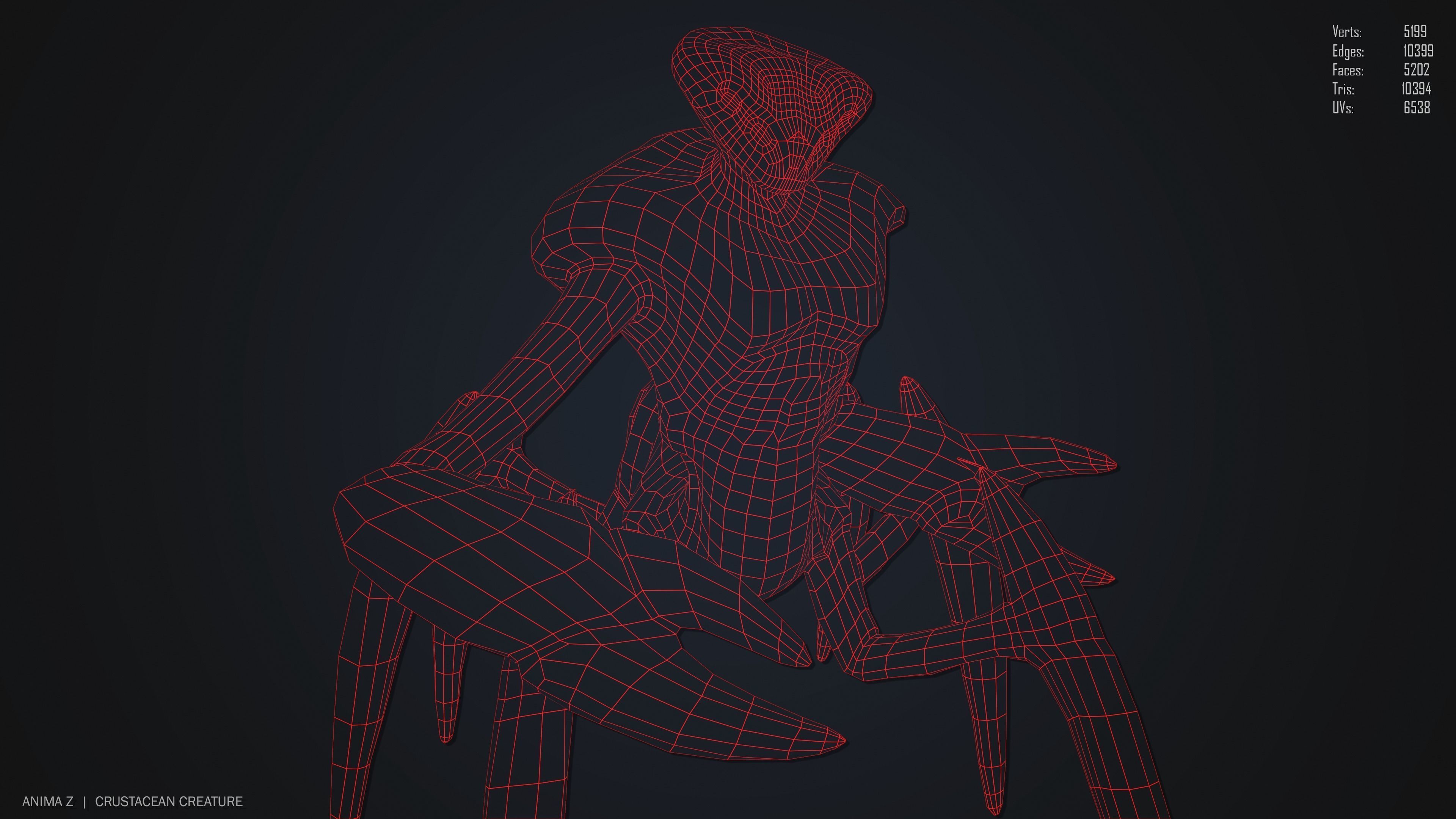 Crustacean creature Low-poly 3D model_15