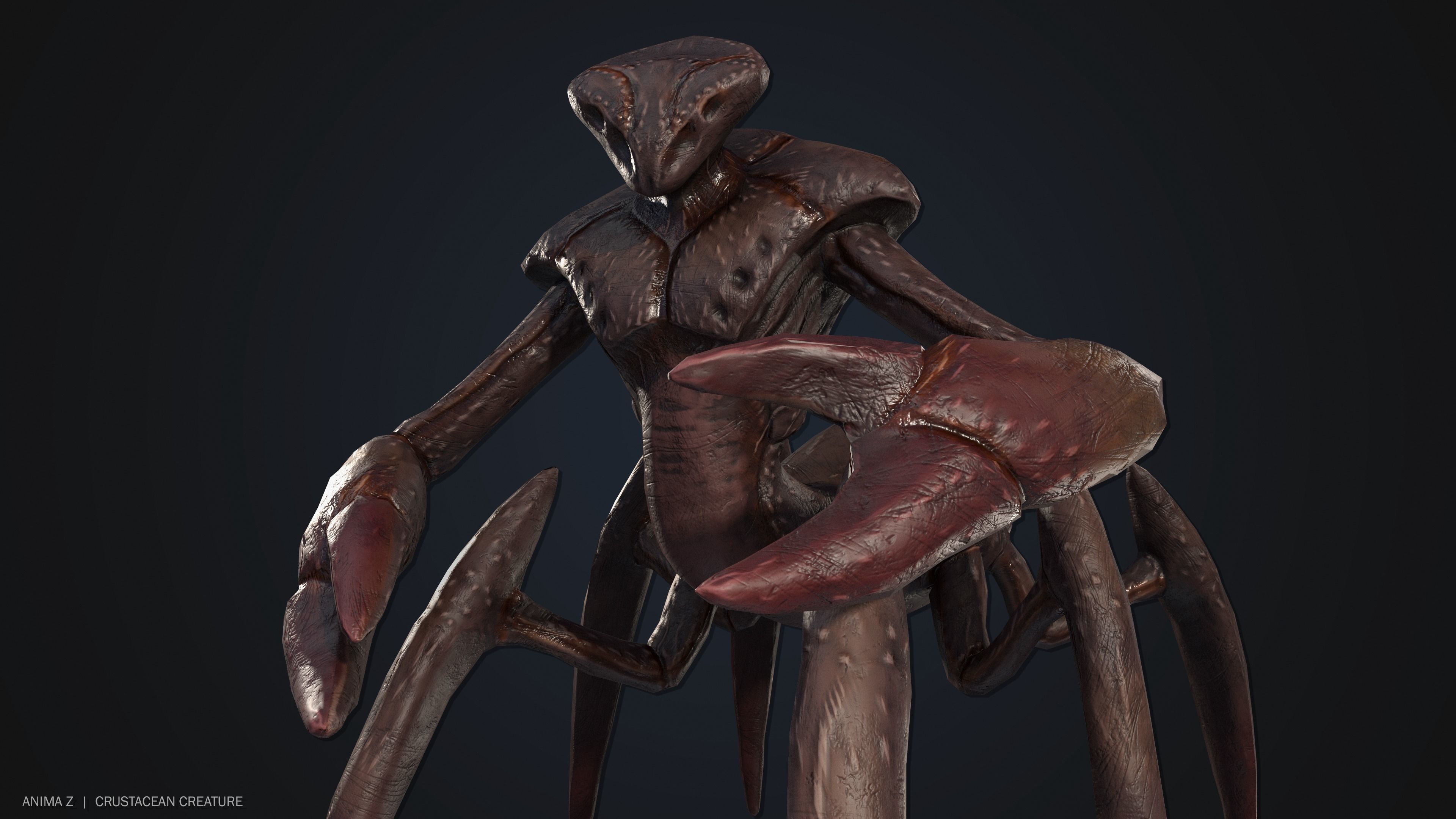 Crustacean creature Low-poly 3D model_1