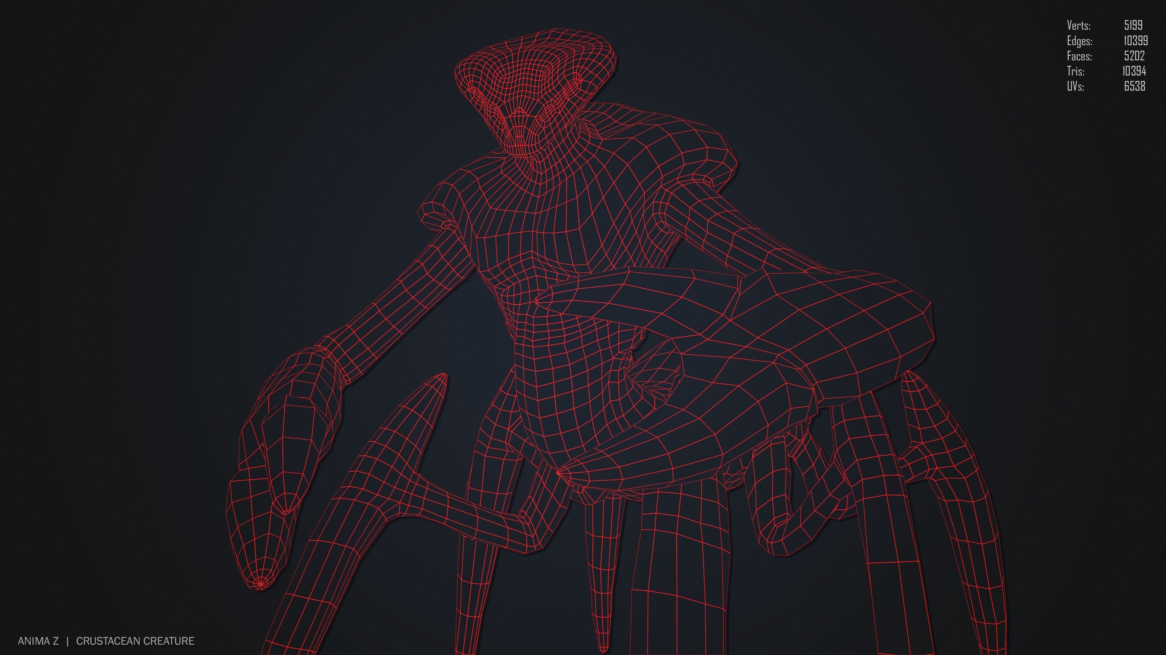 Crustacean creature Low-poly 3D model_13