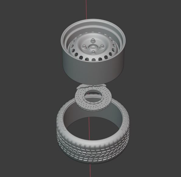 T4 STEEL WHEEL SET 4 AND 5 BOLTS FRONT AND REAR for diecast 3D print model_7