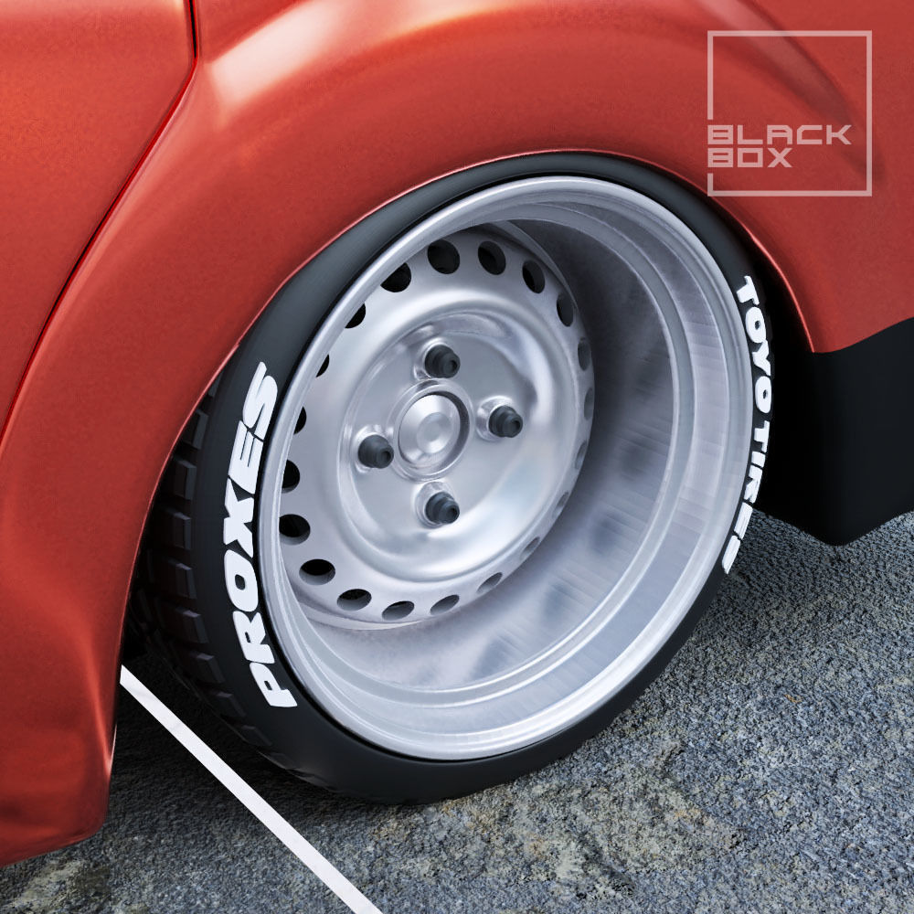 T4 STEEL WHEEL SET 4 AND 5 BOLTS FRONT AND REAR for diecast 3D print model_6