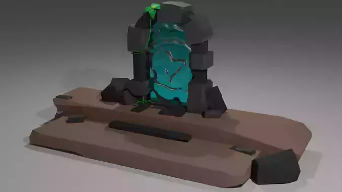 Low poly Portal tombstone with light Free low-poly 3D model
