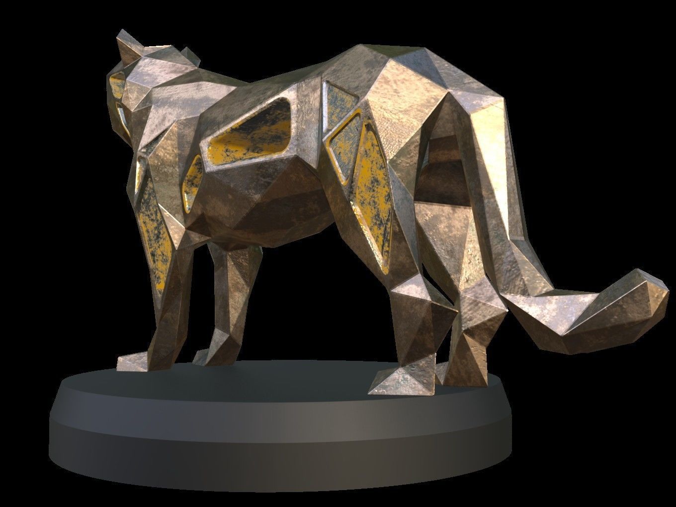 Steampunk Tiger Low-poly 3D model_5