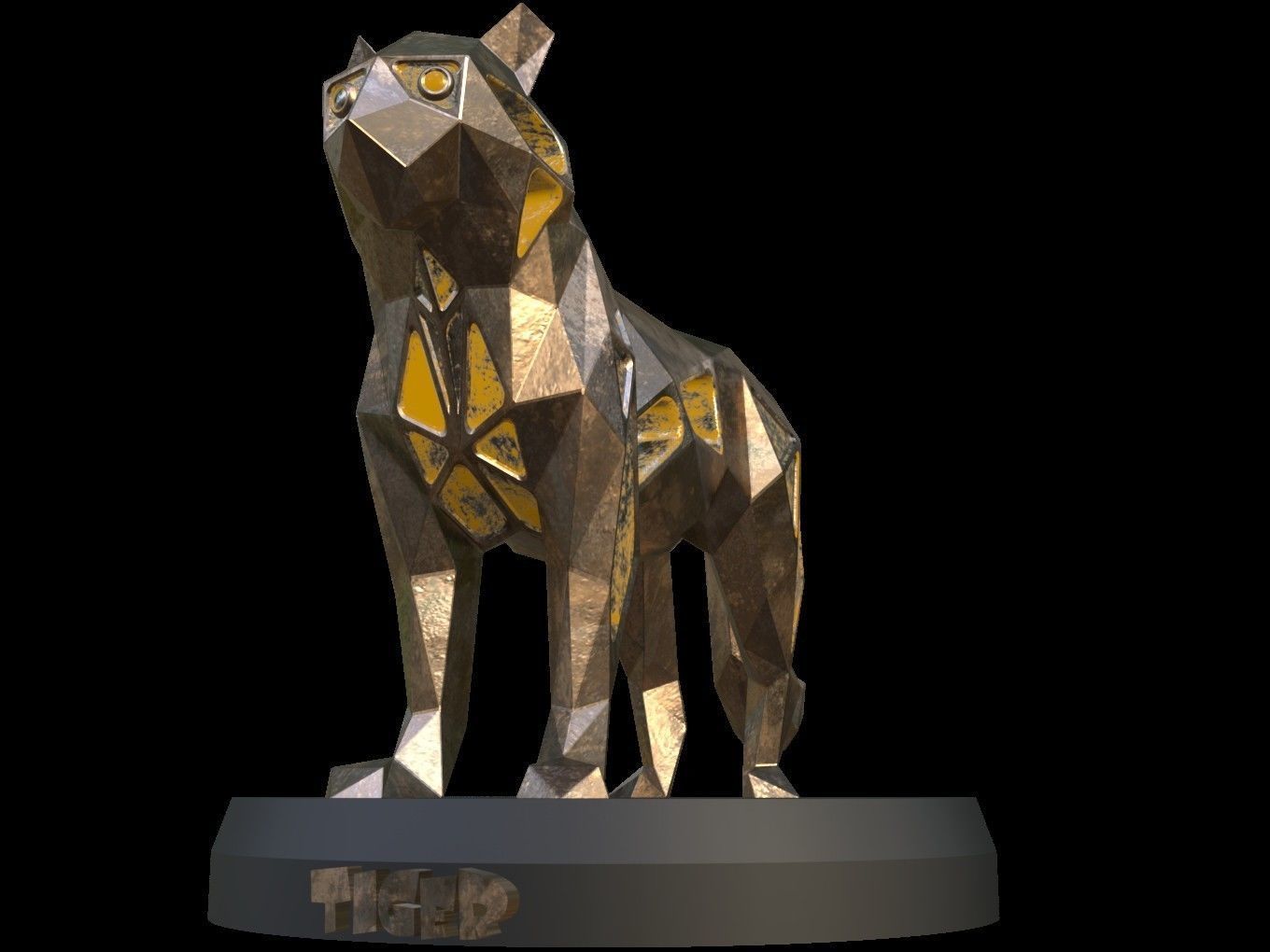Steampunk Tiger Low-poly 3D model_1