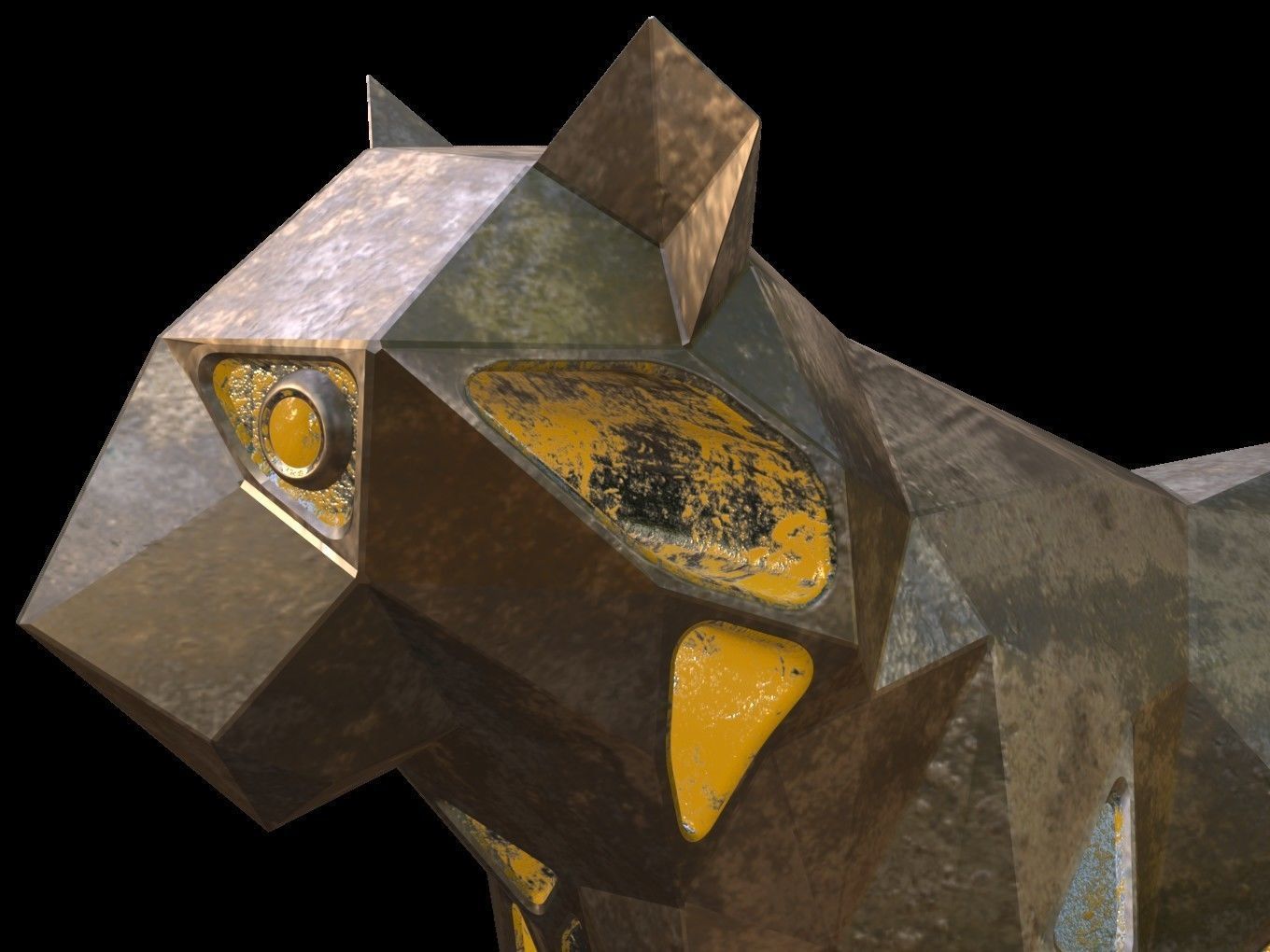 Steampunk Tiger Low-poly 3D model_12