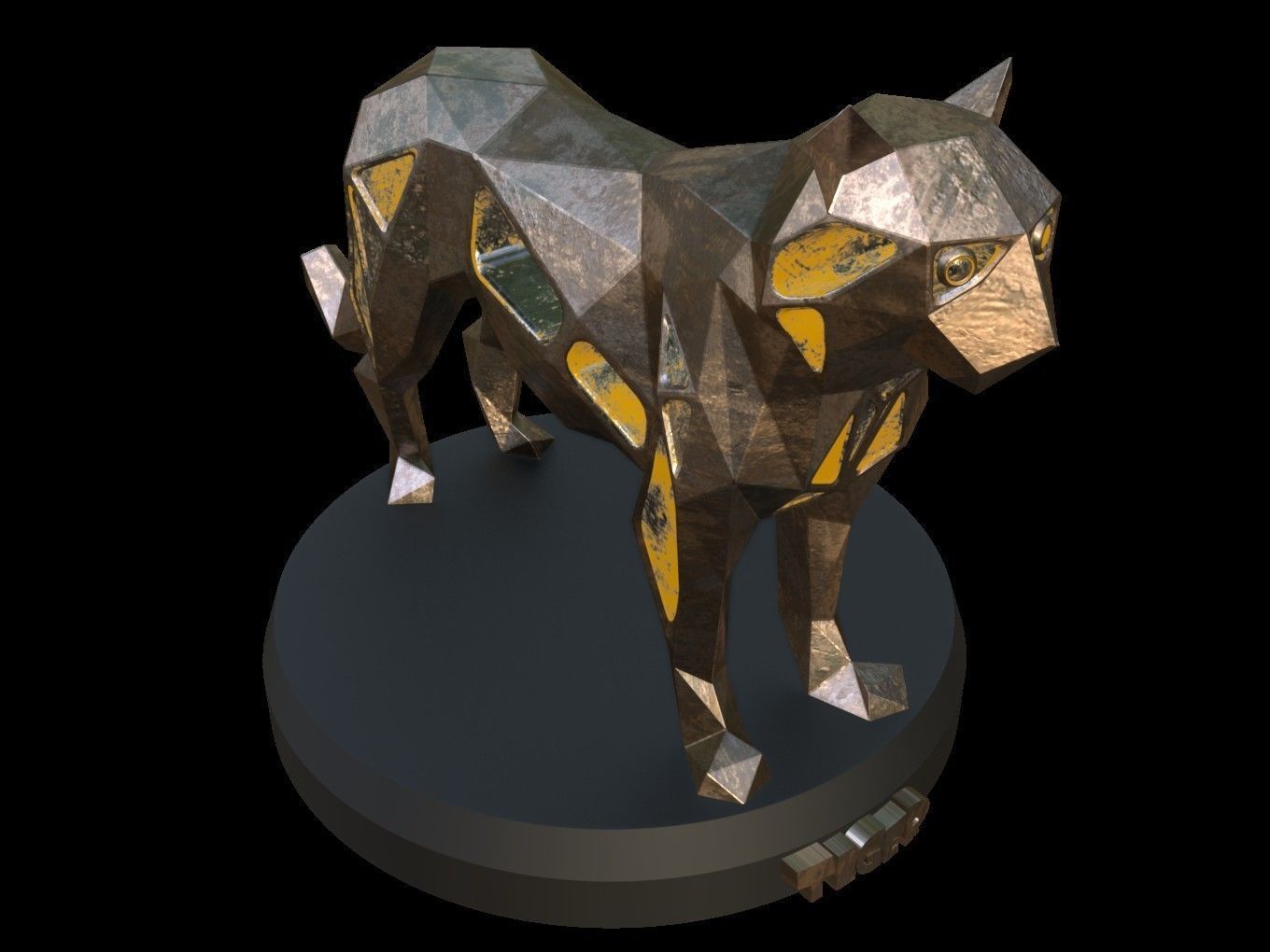 Steampunk Tiger Low-poly 3D model_9