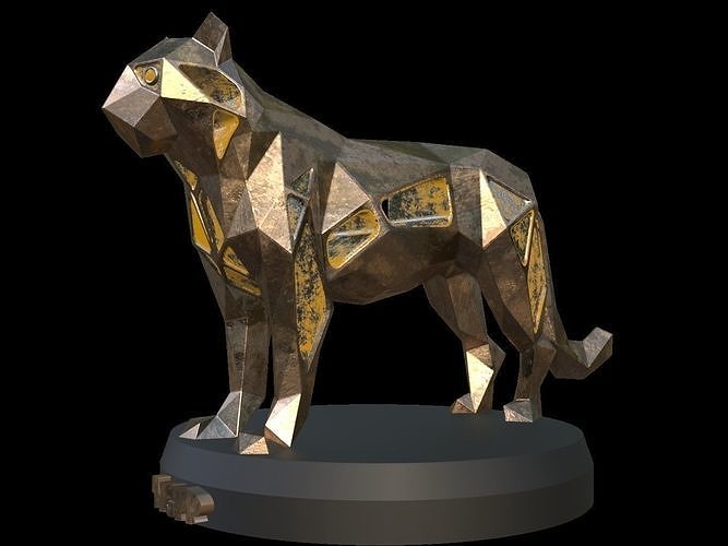 Steampunk Tiger Low-poly 3D model
