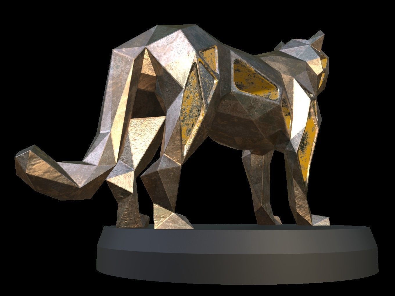 Steampunk Tiger Low-poly 3D model_6