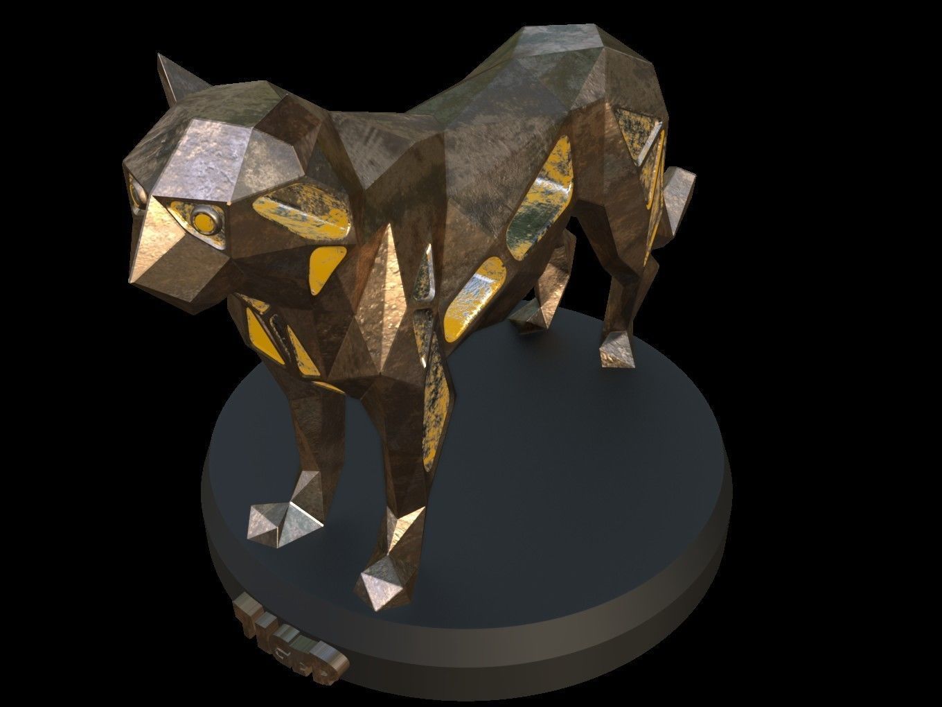 Steampunk Tiger Low-poly 3D model_2