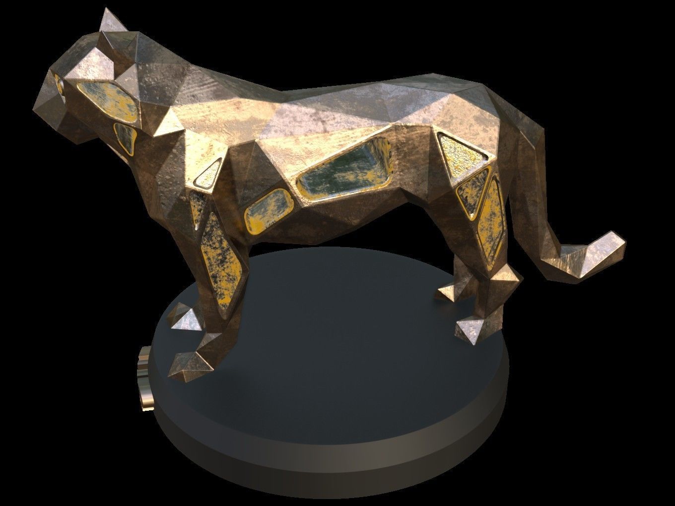 Steampunk Tiger Low-poly 3D model_3