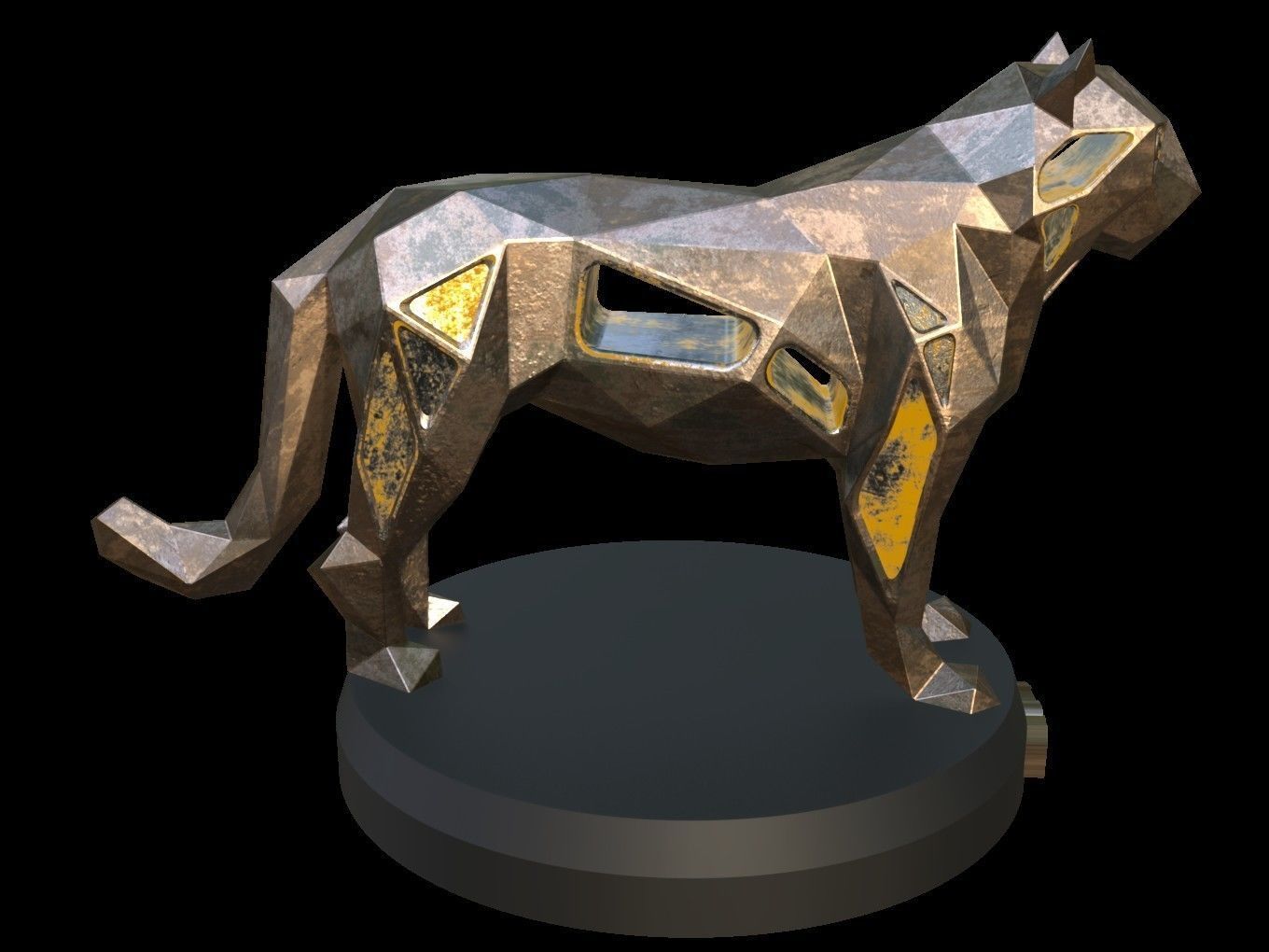 Steampunk Tiger Low-poly 3D model_8