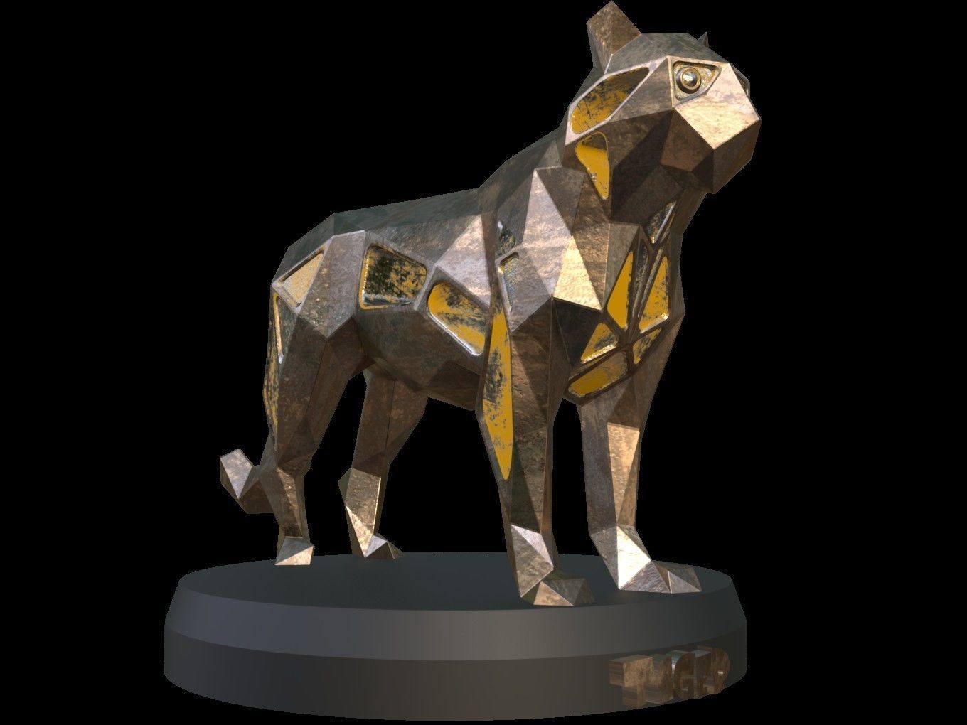 Steampunk Tiger Low-poly 3D model_10