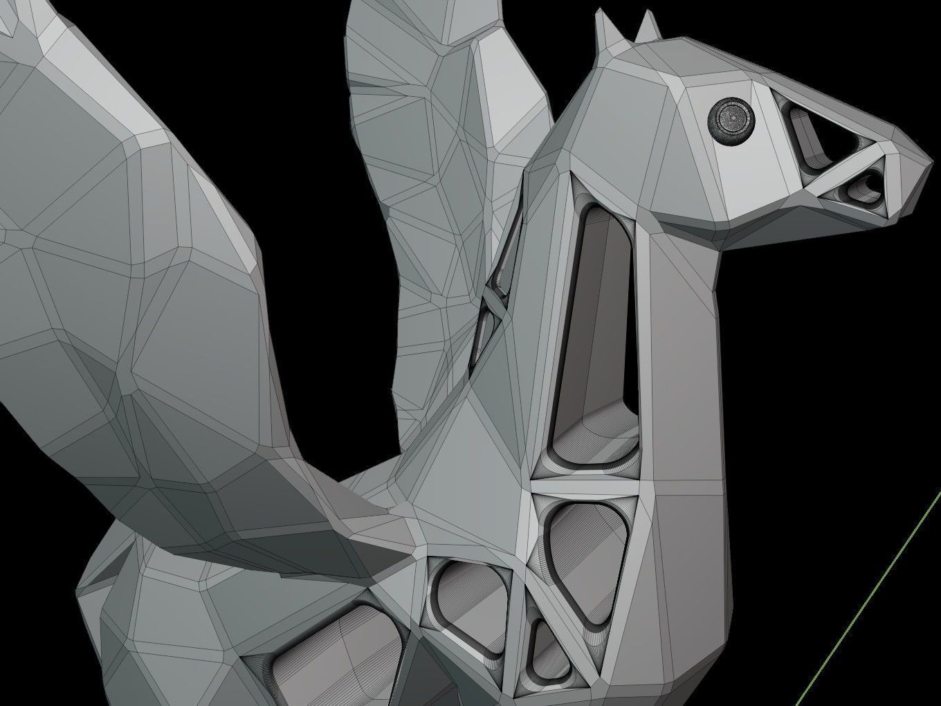 Steampunk Pegasus Rock Low-poly 3D model_14