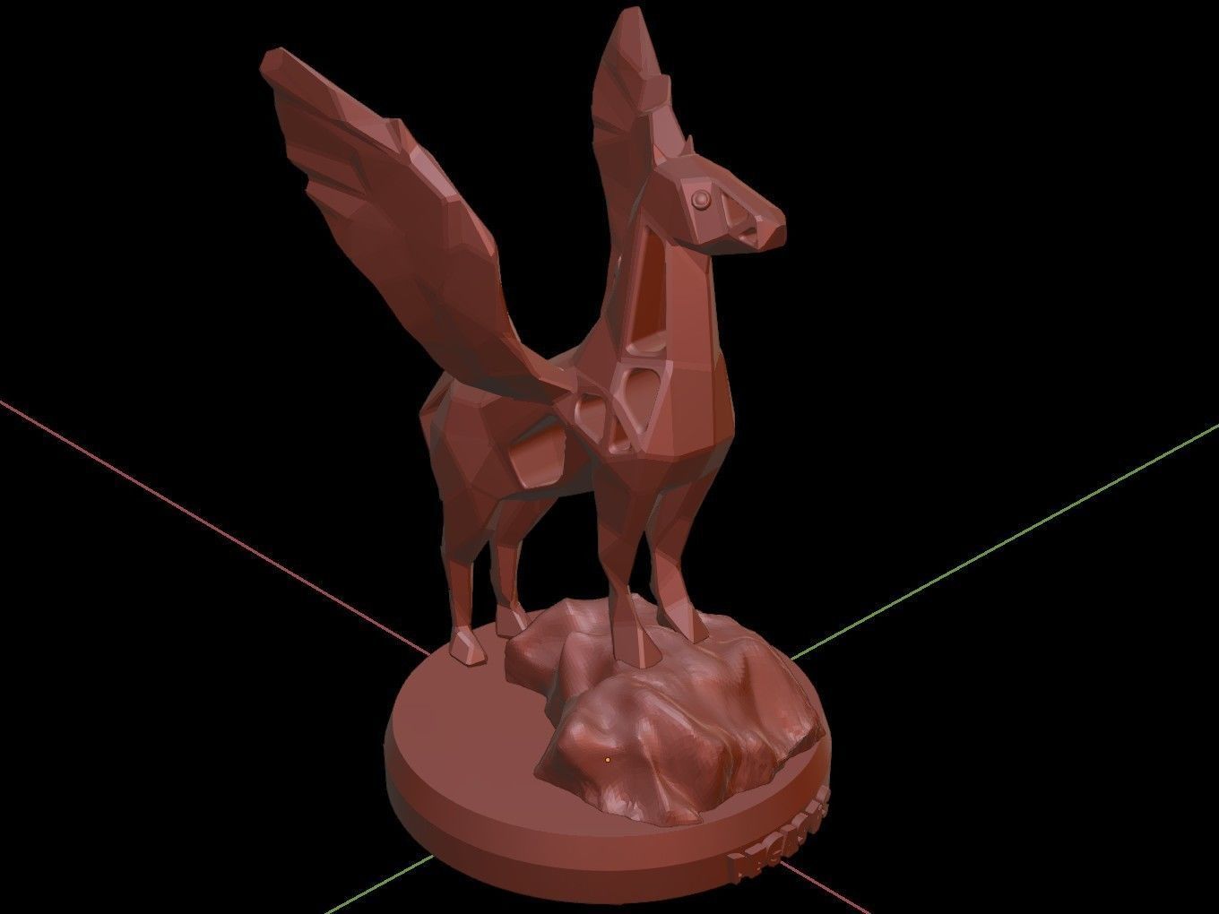 Steampunk Pegasus Rock Low-poly 3D model_16
