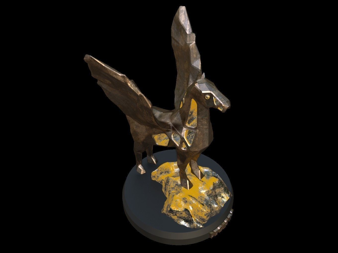 Steampunk Pegasus Rock Low-poly 3D model_8