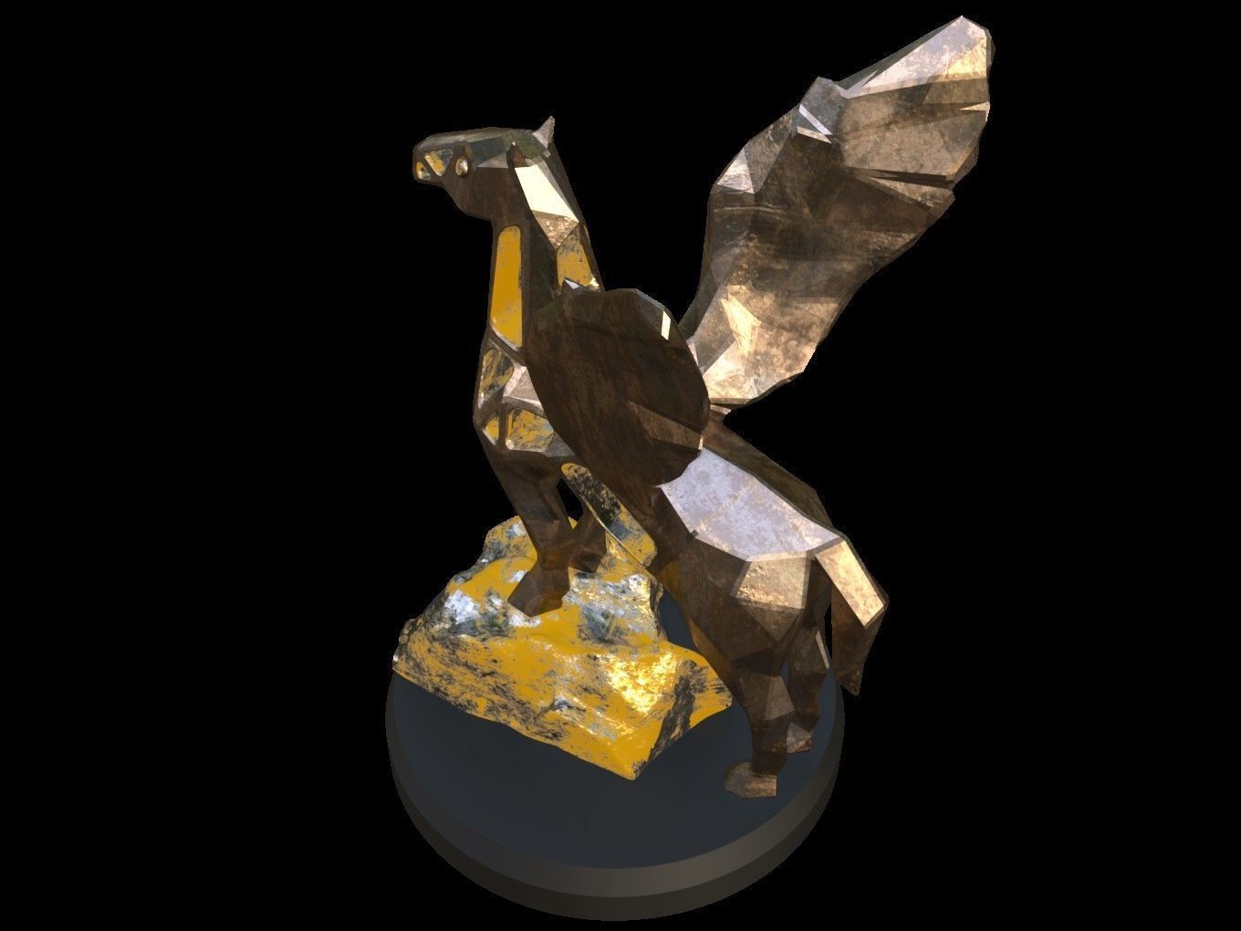 Steampunk Pegasus Rock Low-poly 3D model_3