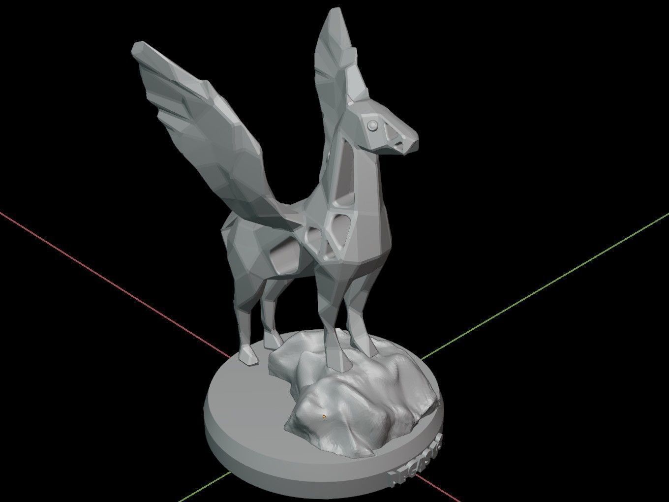 Steampunk Pegasus Rock Low-poly 3D model_13