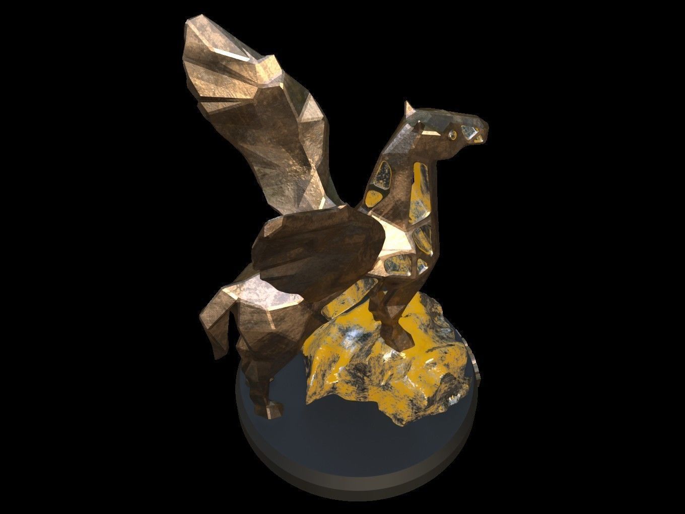 Steampunk Pegasus Rock Low-poly 3D model_6