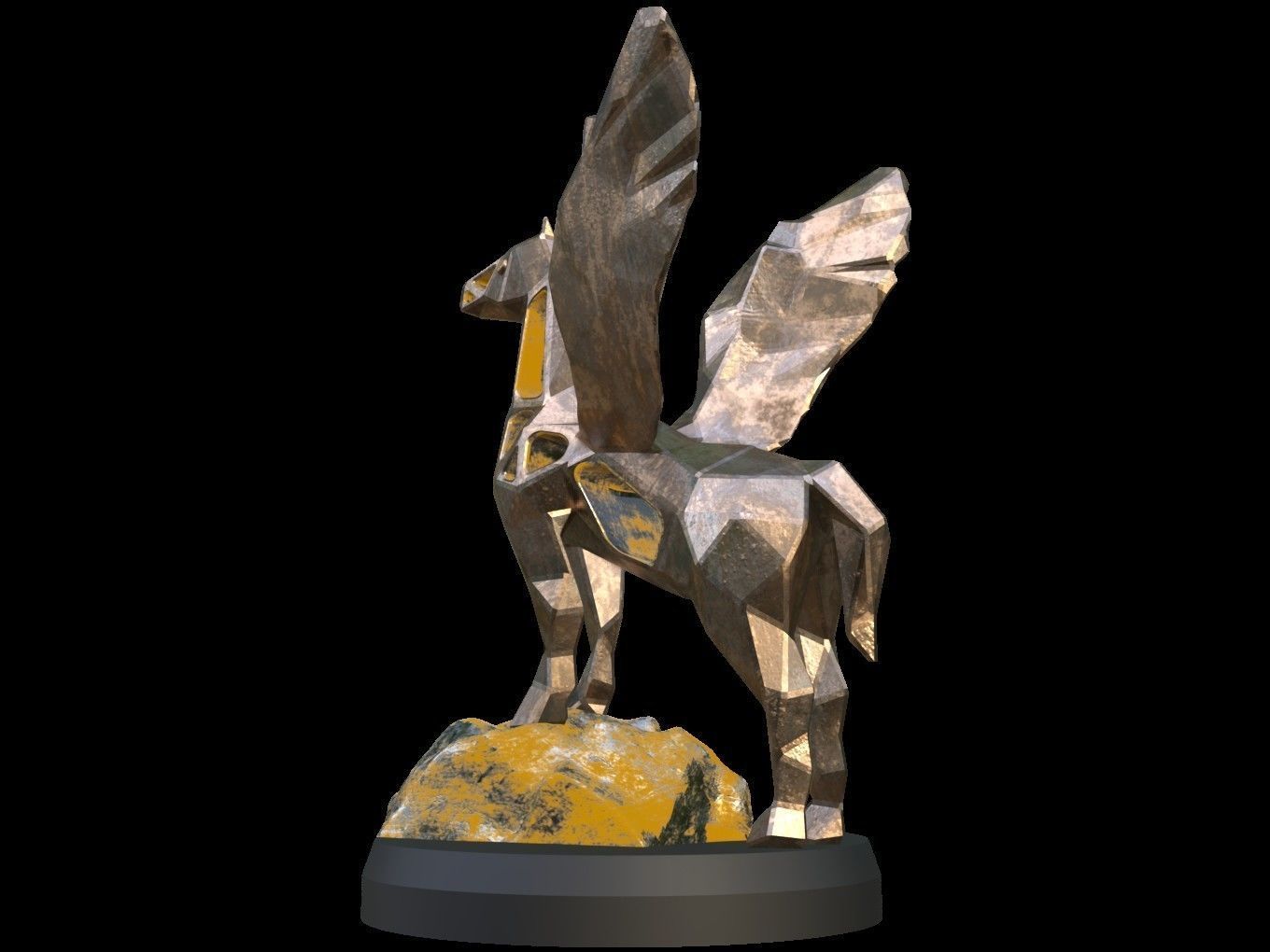 Steampunk Pegasus Rock Low-poly 3D model_4