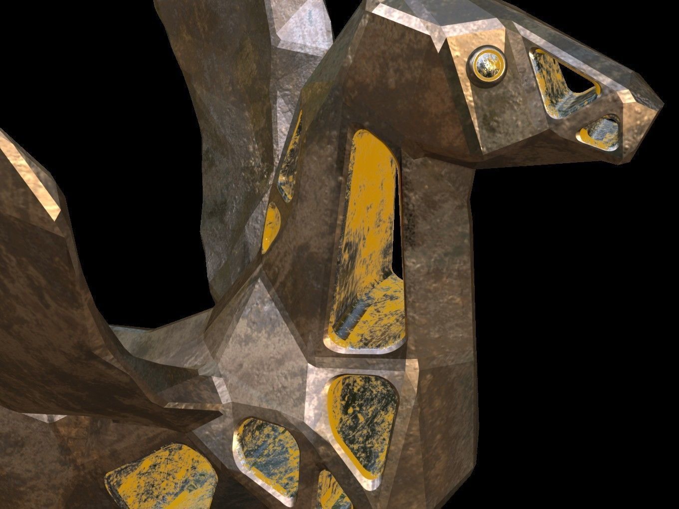 Steampunk Pegasus Rock Low-poly 3D model_10