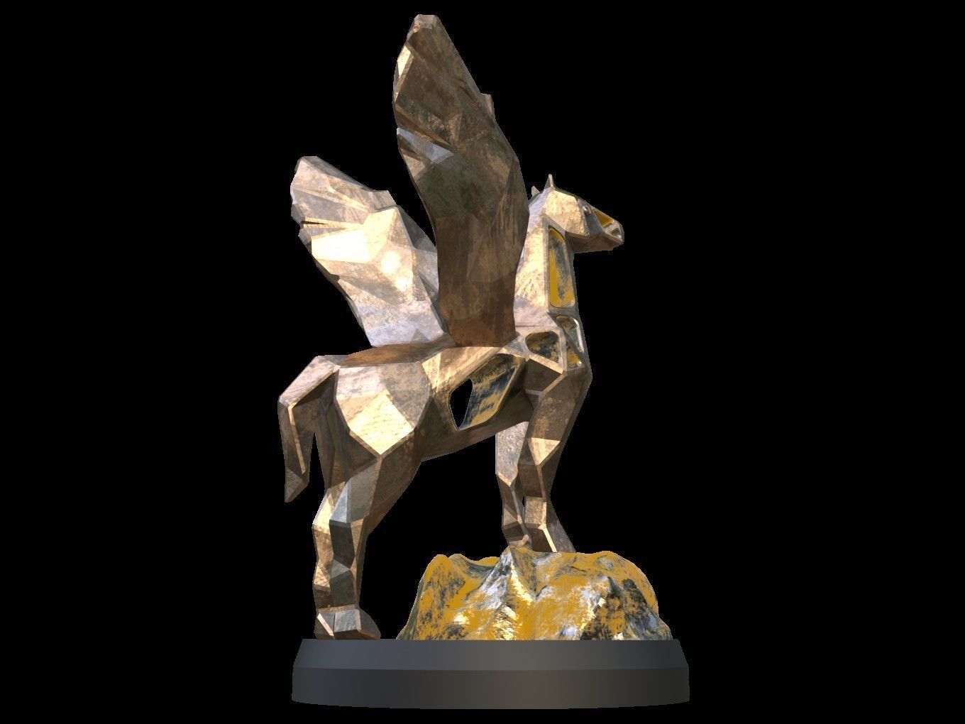 Steampunk Pegasus Rock Low-poly 3D model_5