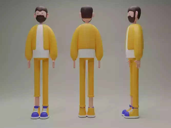 Male cartoon characters base mesh Low-poly 3D model