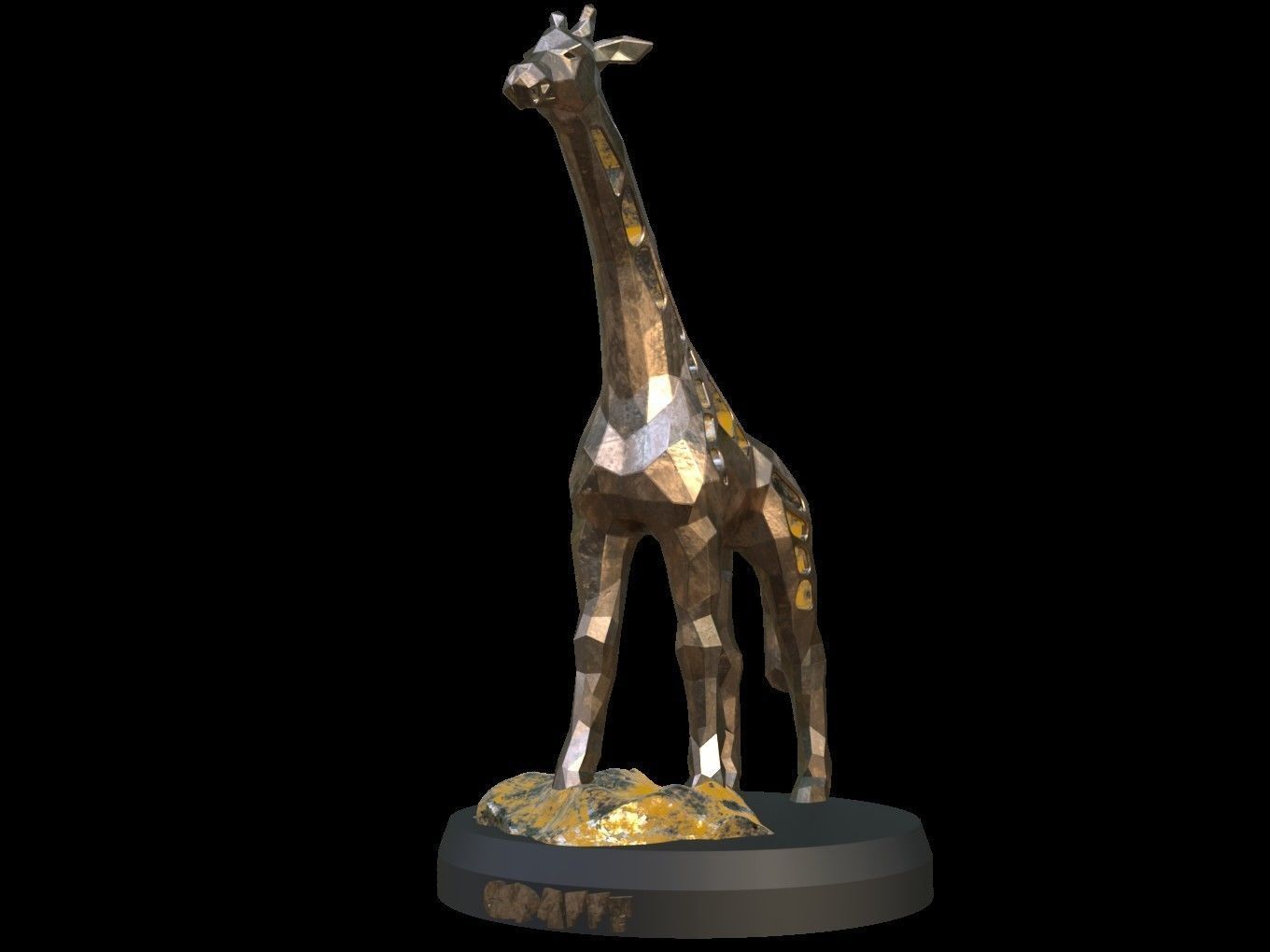 Steampunk Giraffe Rock Low-poly 3D model_1