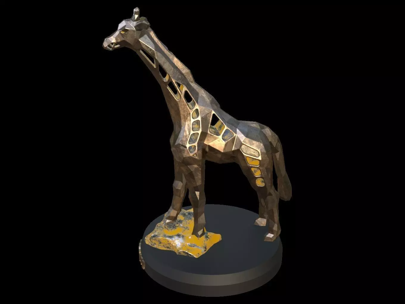 Steampunk Giraffe Rock Low-poly 3D model_0