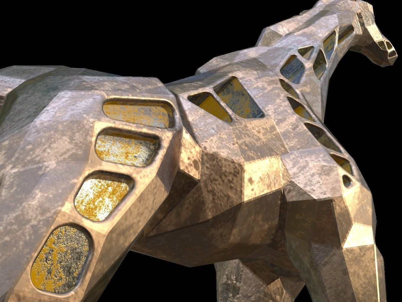 Steampunk Giraffe Rock Low-poly 3D model_10