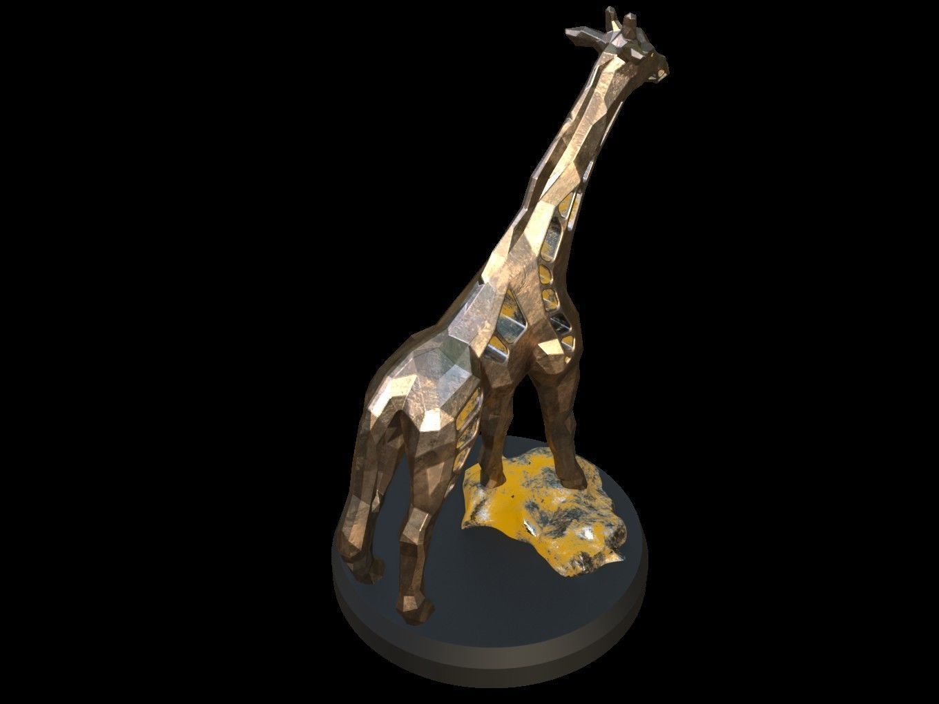 Steampunk Giraffe Rock Low-poly 3D model_5