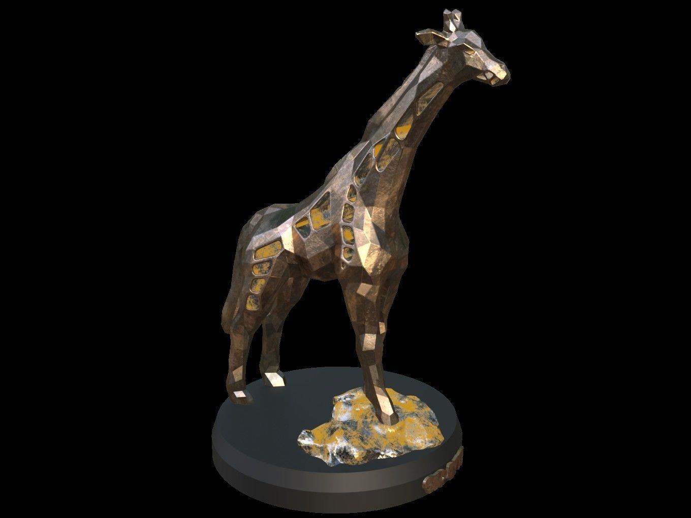 Steampunk Giraffe Rock Low-poly 3D model_9