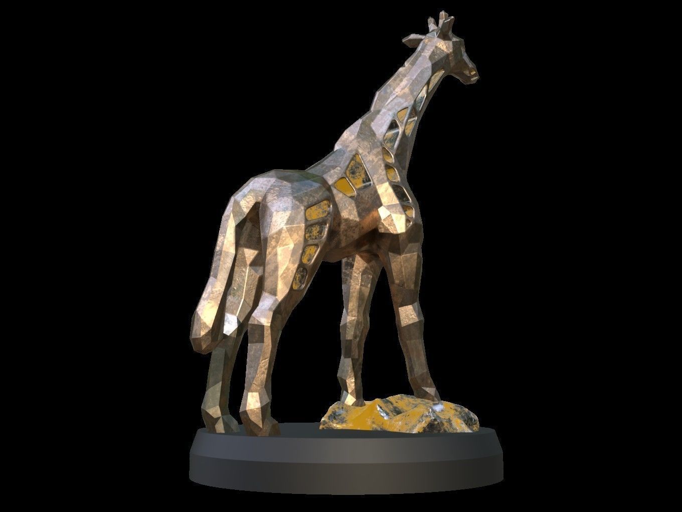 Steampunk Giraffe Rock Low-poly 3D model_6
