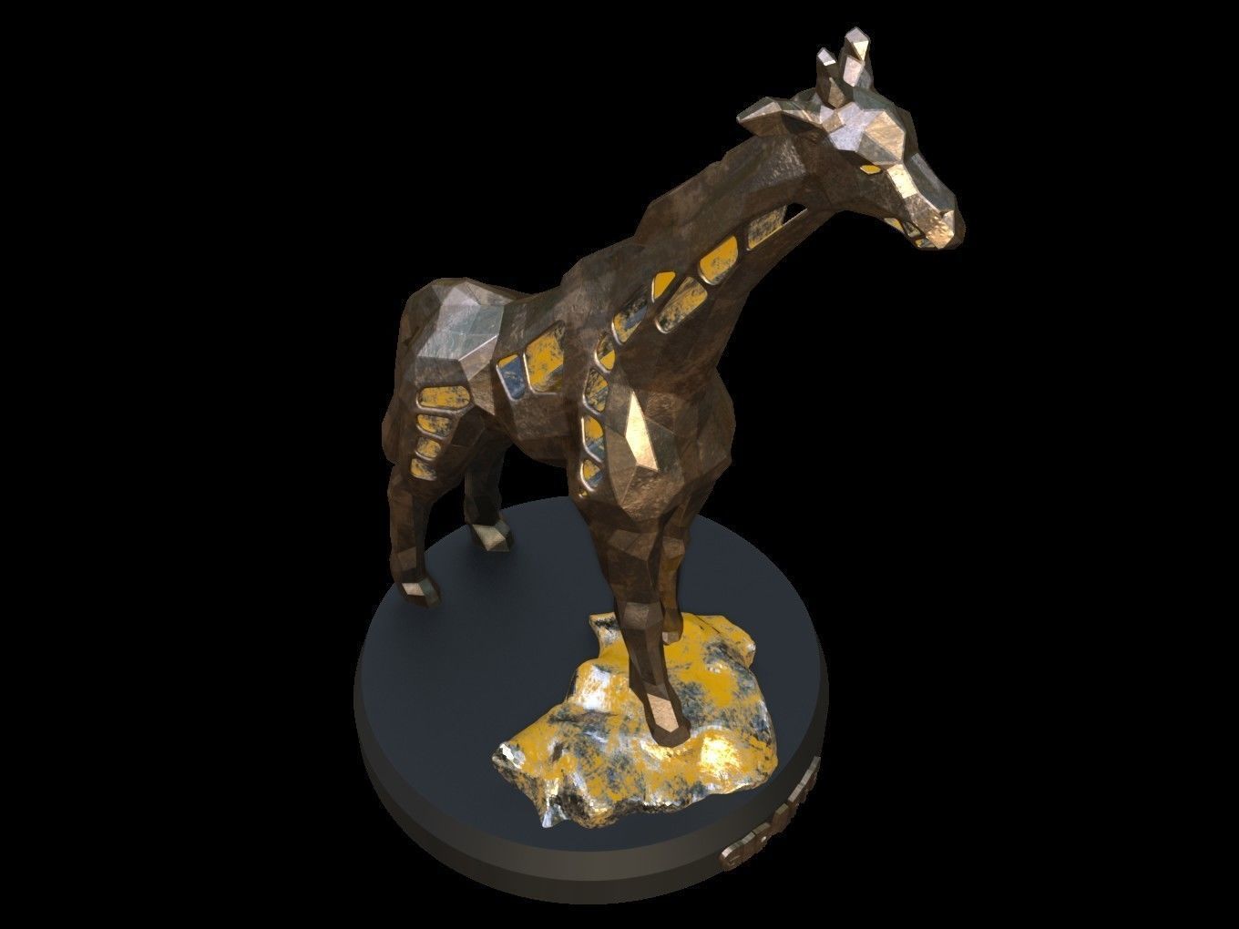 Steampunk Giraffe Rock Low-poly 3D model_8