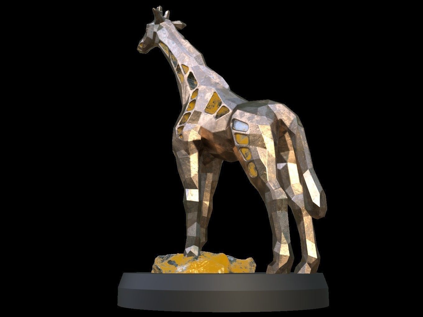 Steampunk Giraffe Rock Low-poly 3D model_3