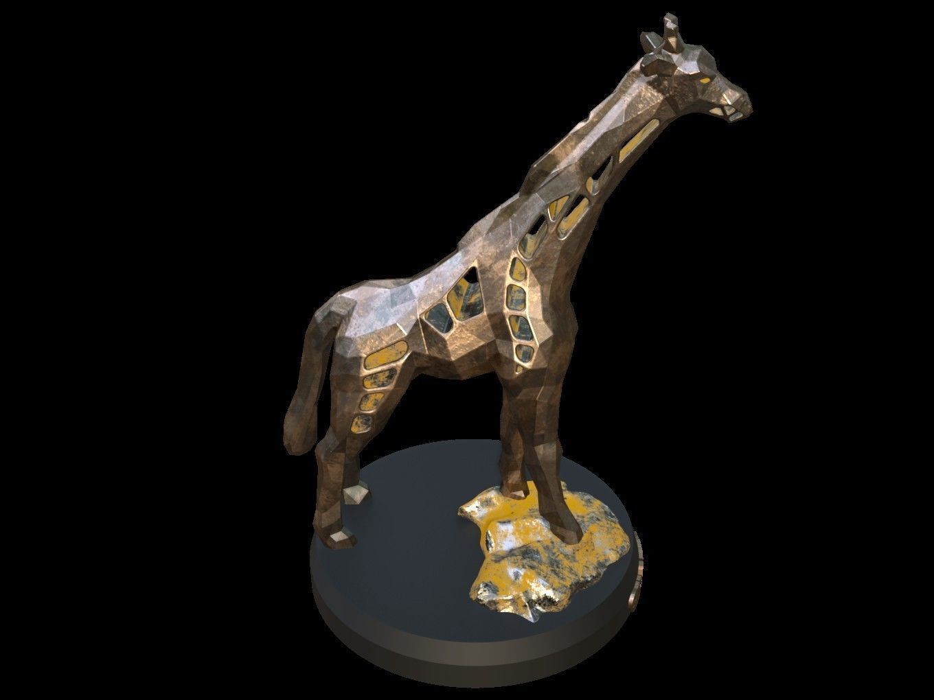 Steampunk Giraffe Rock Low-poly 3D model_7