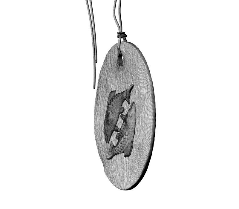 Zodiac Coin Pisces 3D print model_25